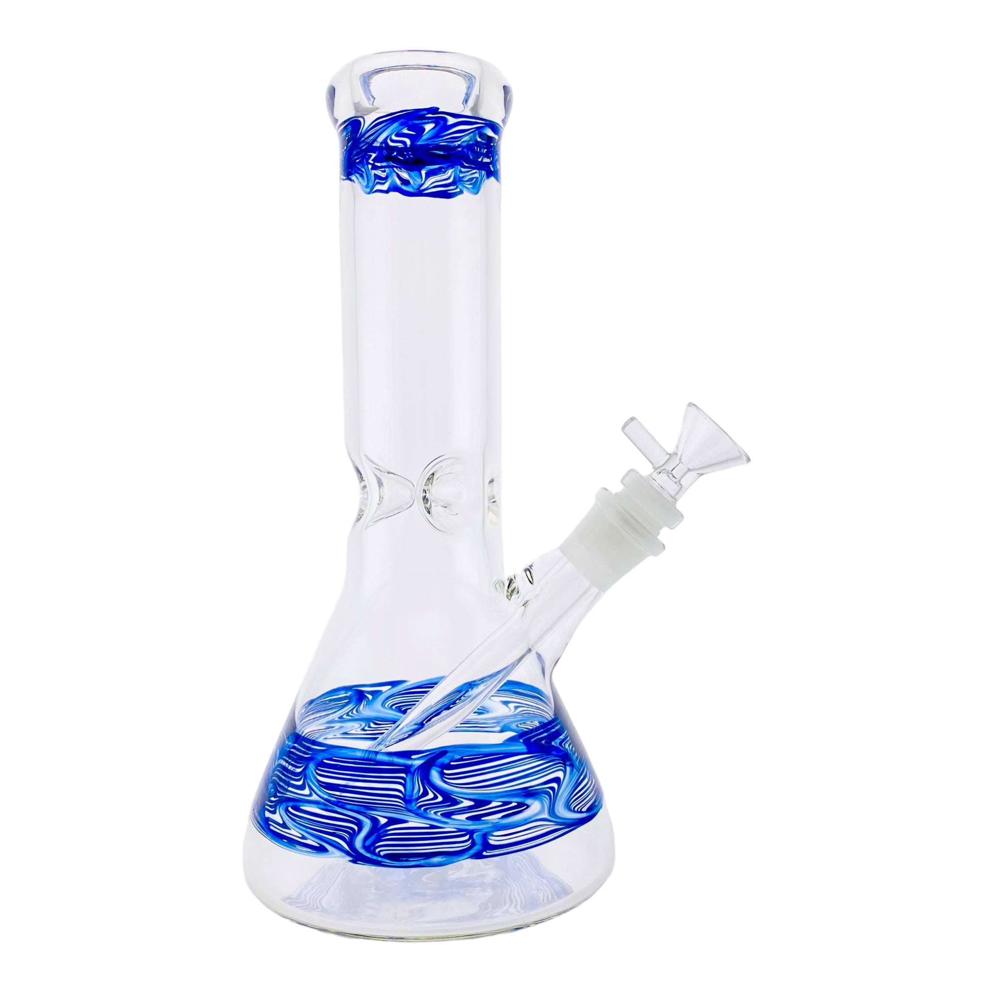 10 Inch Clear Beaker Bong With Blue Wrap And Rake