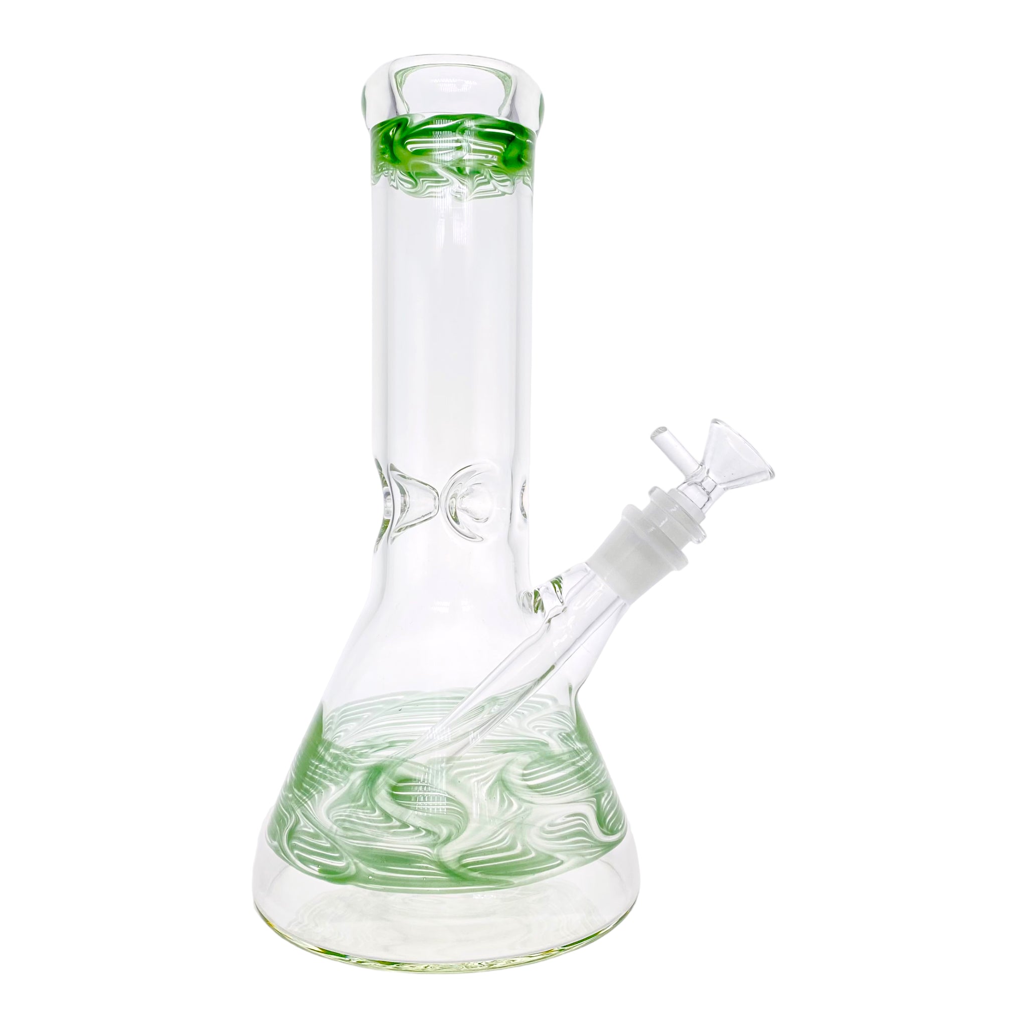 10 Inch Clear Beaker Bong With Green Wrap And Rake