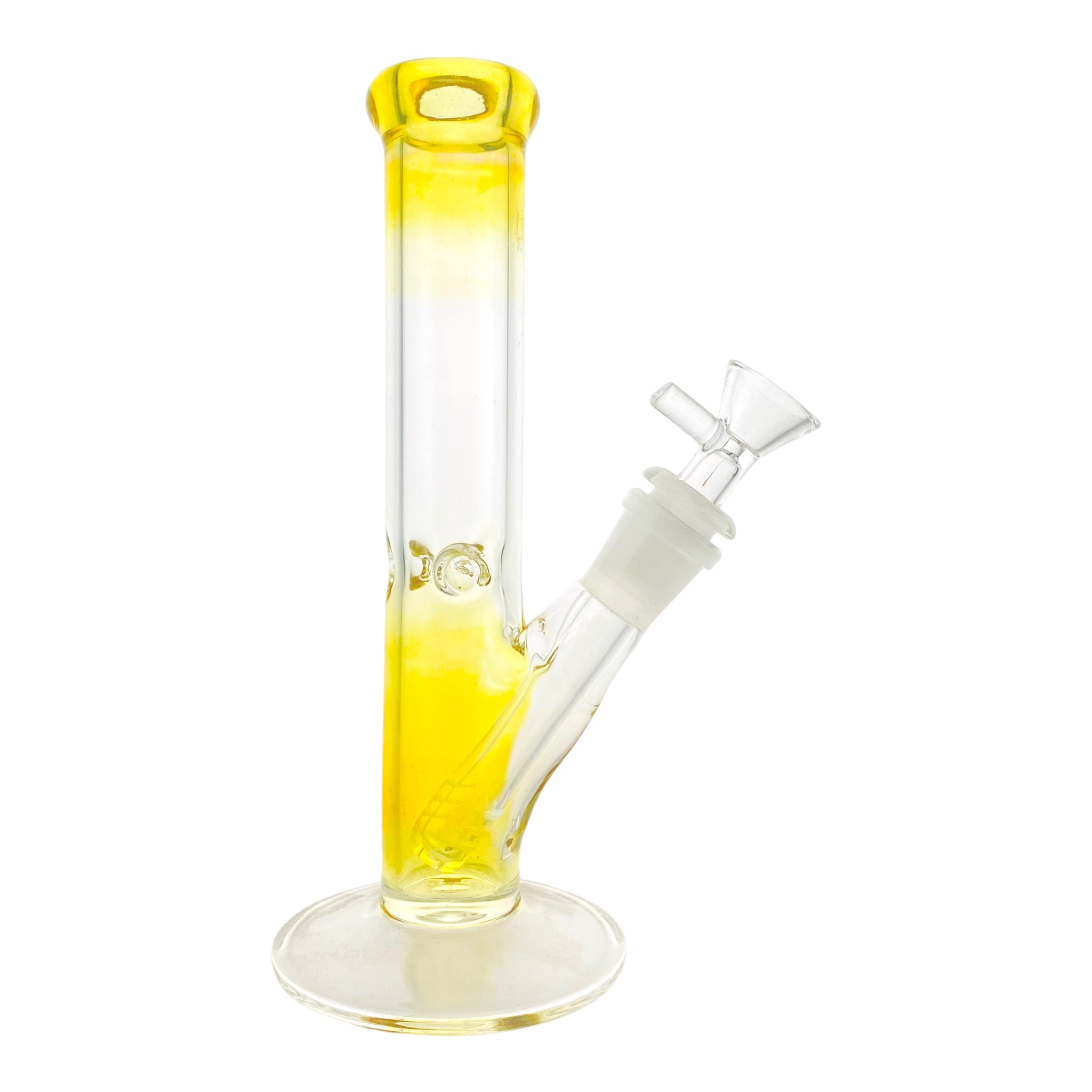 8 Inch Straight Glass Bong With Silver Fume