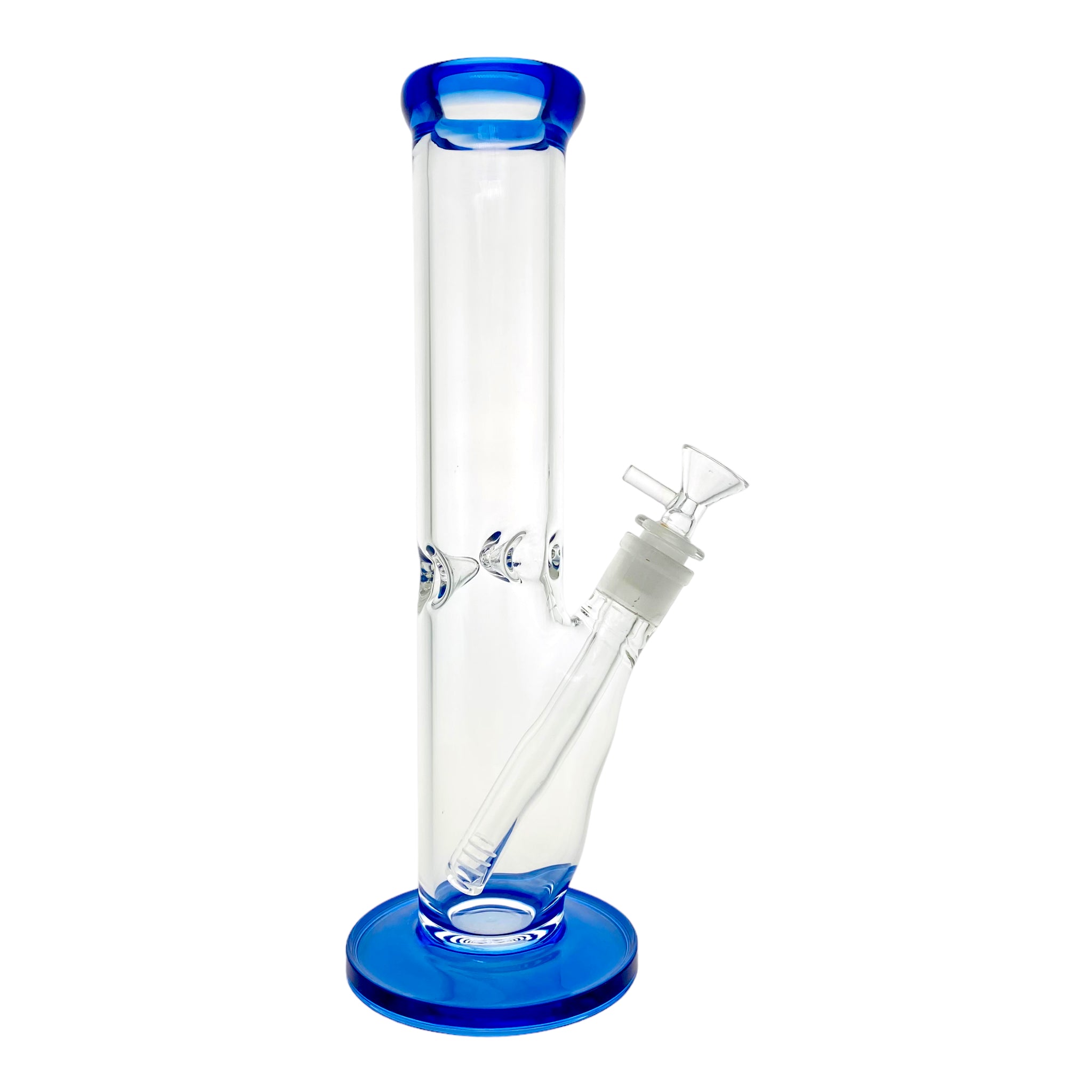 12 Inch Straight Tube Bong With Blue Mouthpiece And Base