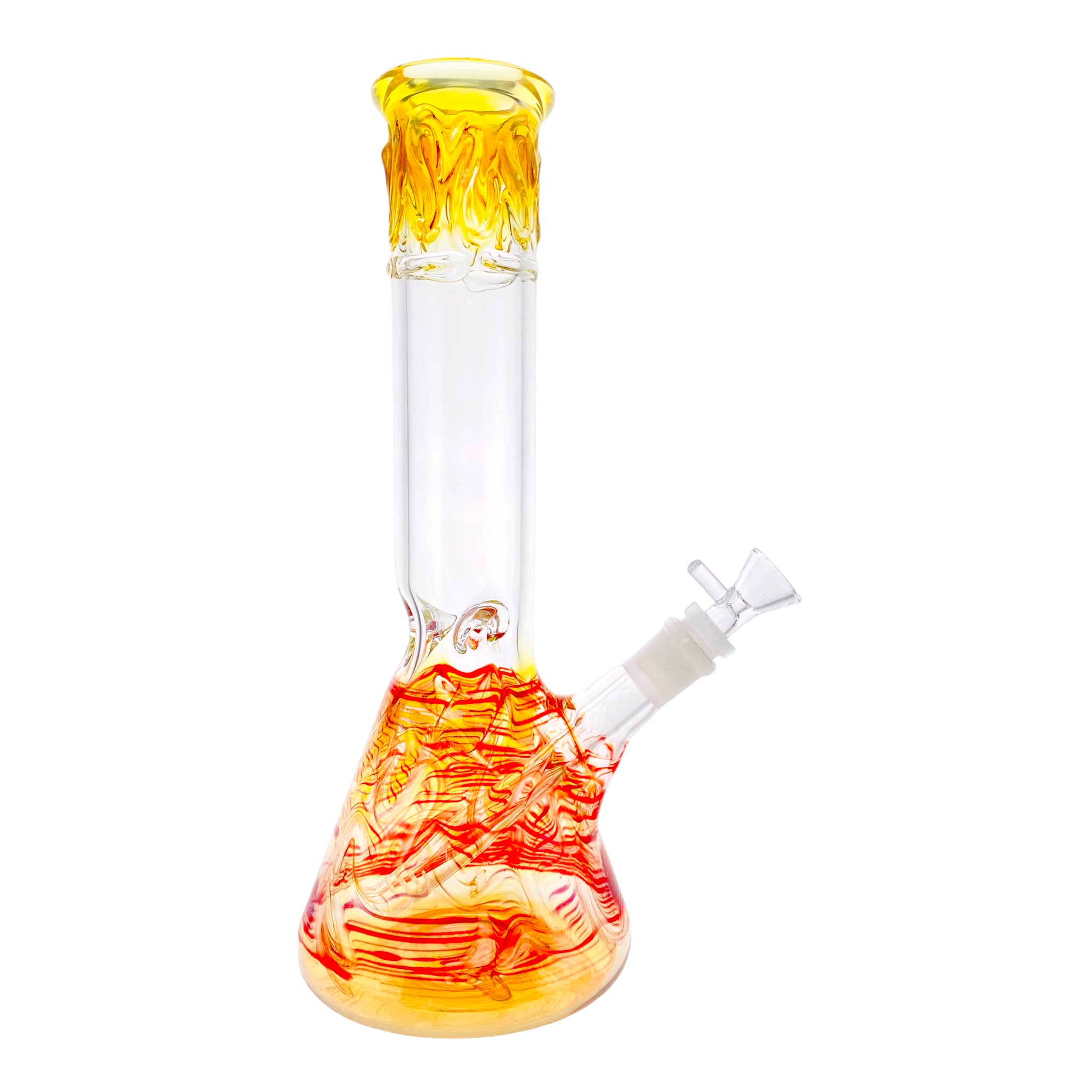 12 Inch Beaker Bong With Color Changing Fuming And Red Wrap And Rake