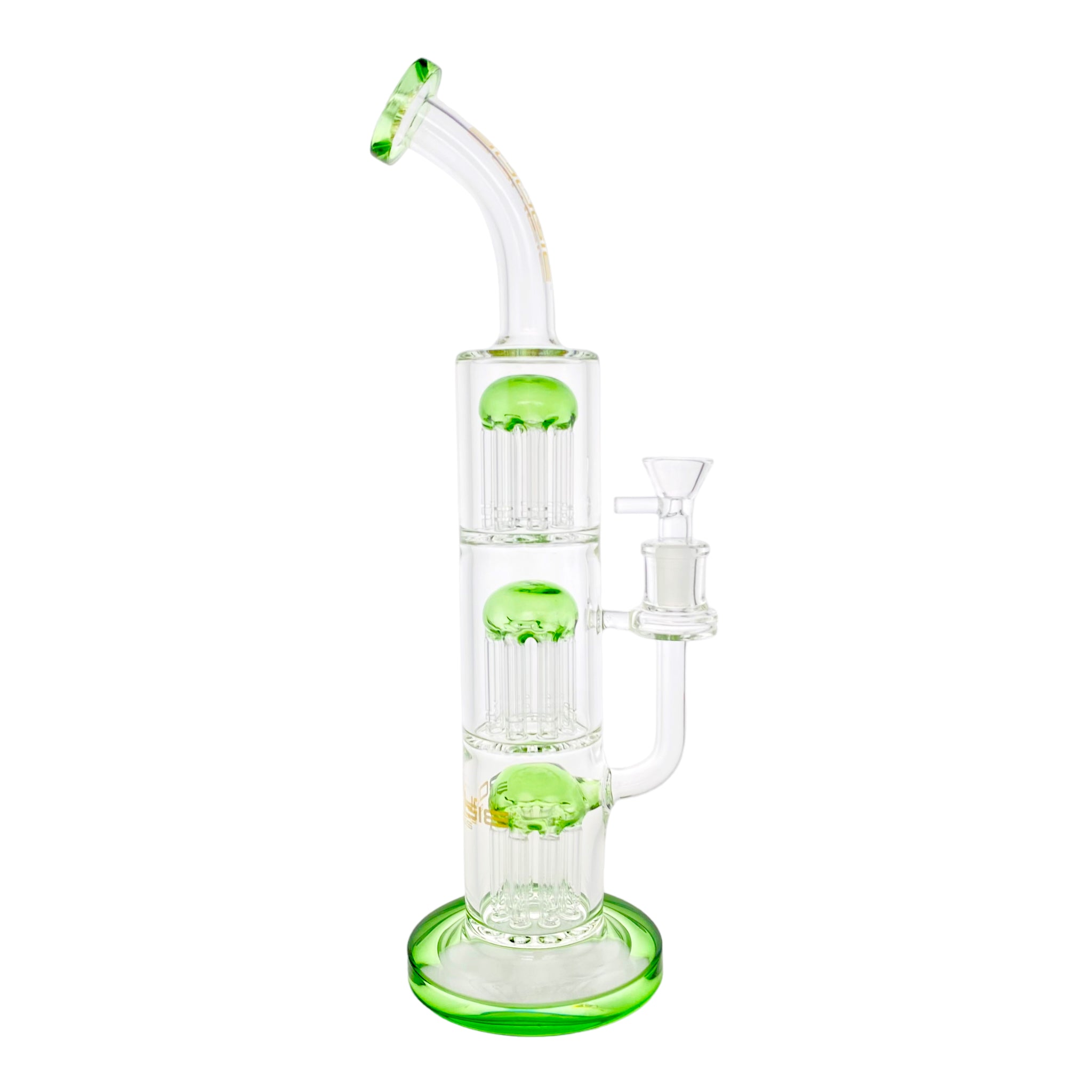 Bougie Glass - 12 Inch Green Triple Tree Perc Bubbler Bong