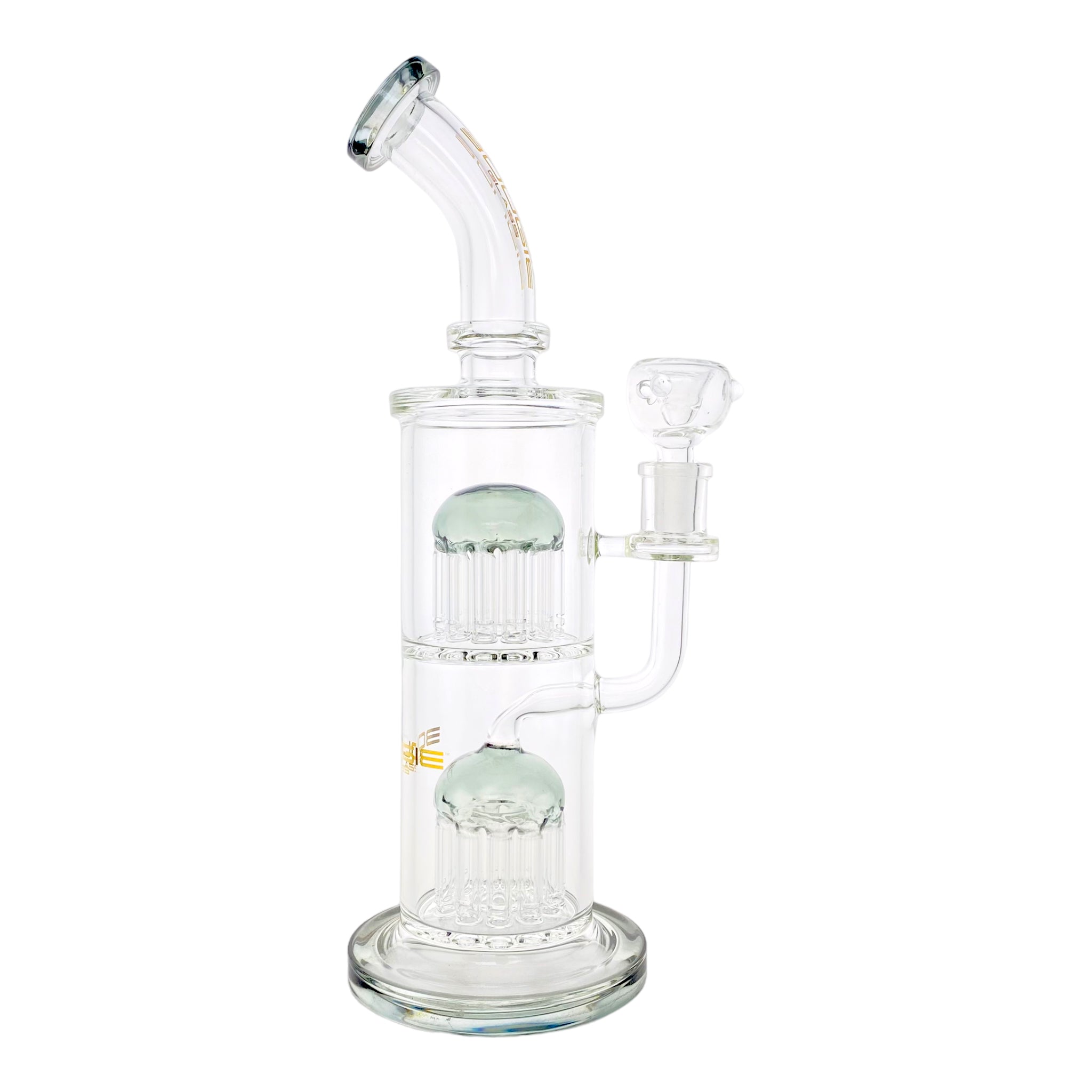 Bougie Glass Large Dab Rig With Shadow black Double Tree Perc 12 Inches Tall