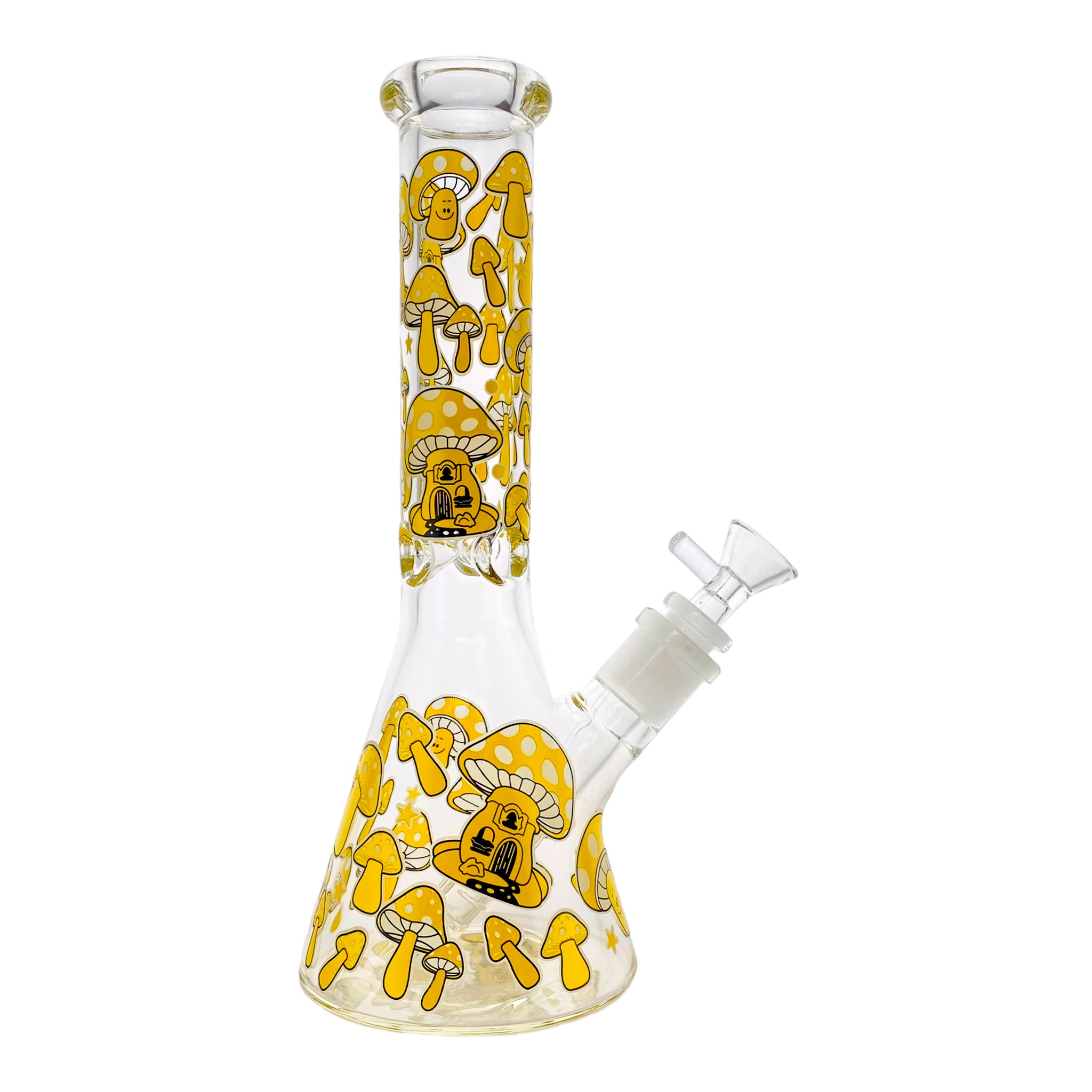 10 Inch Glass Beaker Bong With Yellow Mushrooms