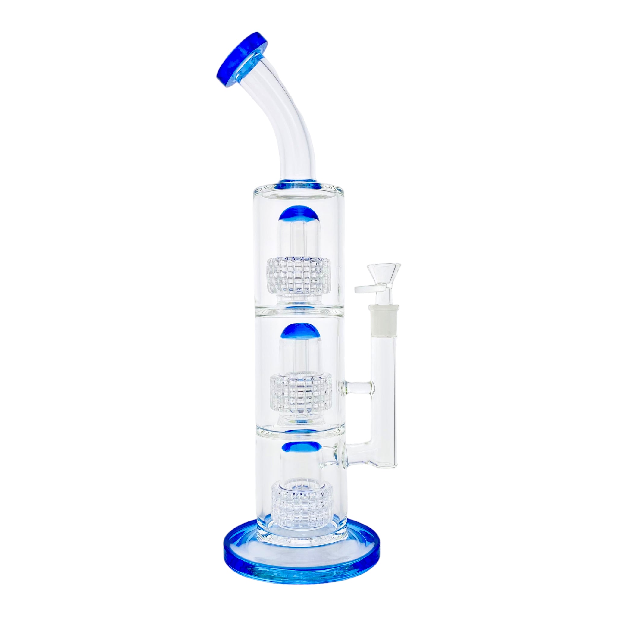 Extra Large Triple Perc Bubbler Bong - Blue