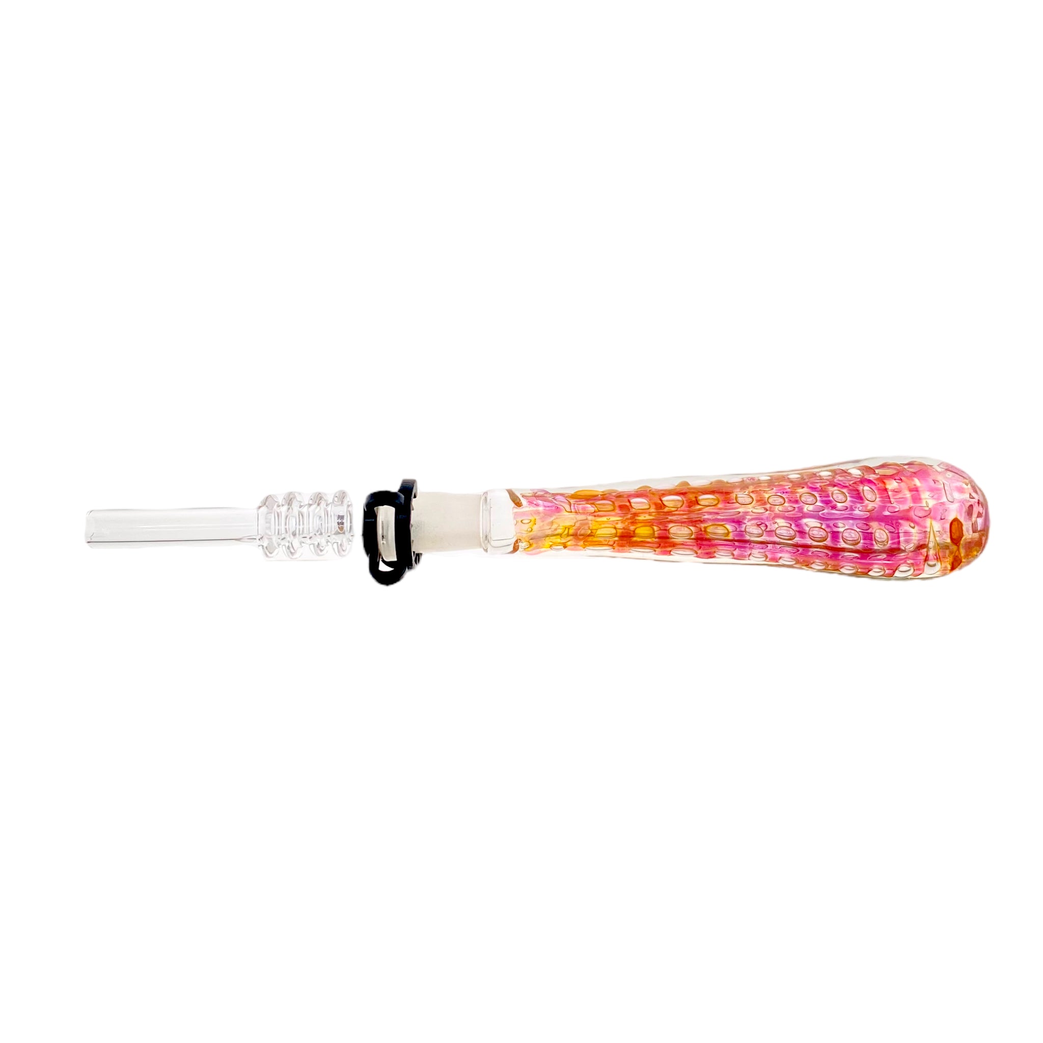 10mm Nectar Collector - Gold Fume With Air Trap Bubbles With 10mm Quartz Tip