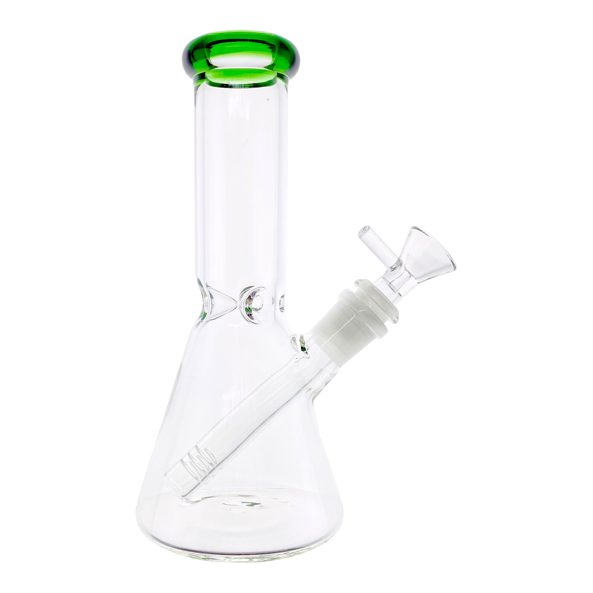 8 Inch Clear Beaker Bong With Green Color Lip