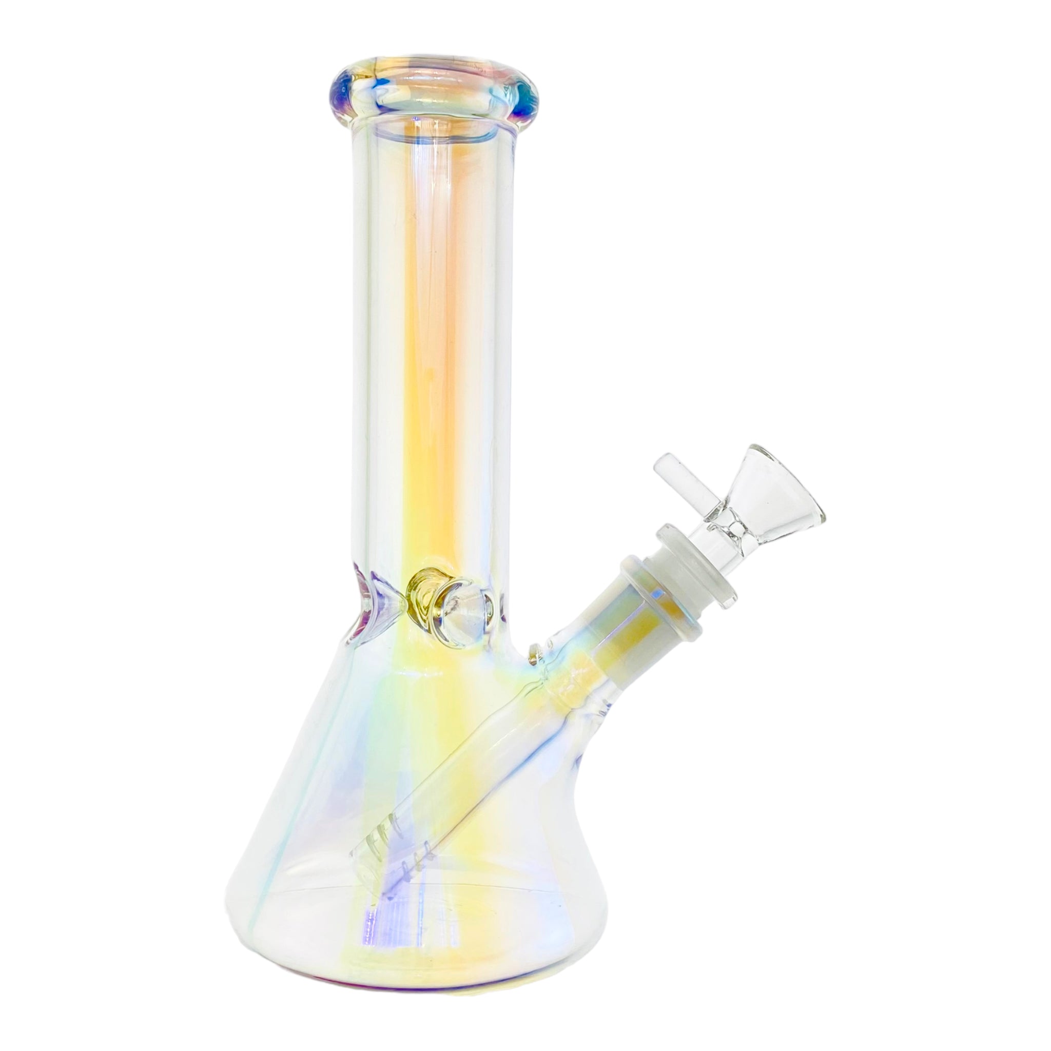 8 Inch Clear Pearlescant Metallic Beaker Bong