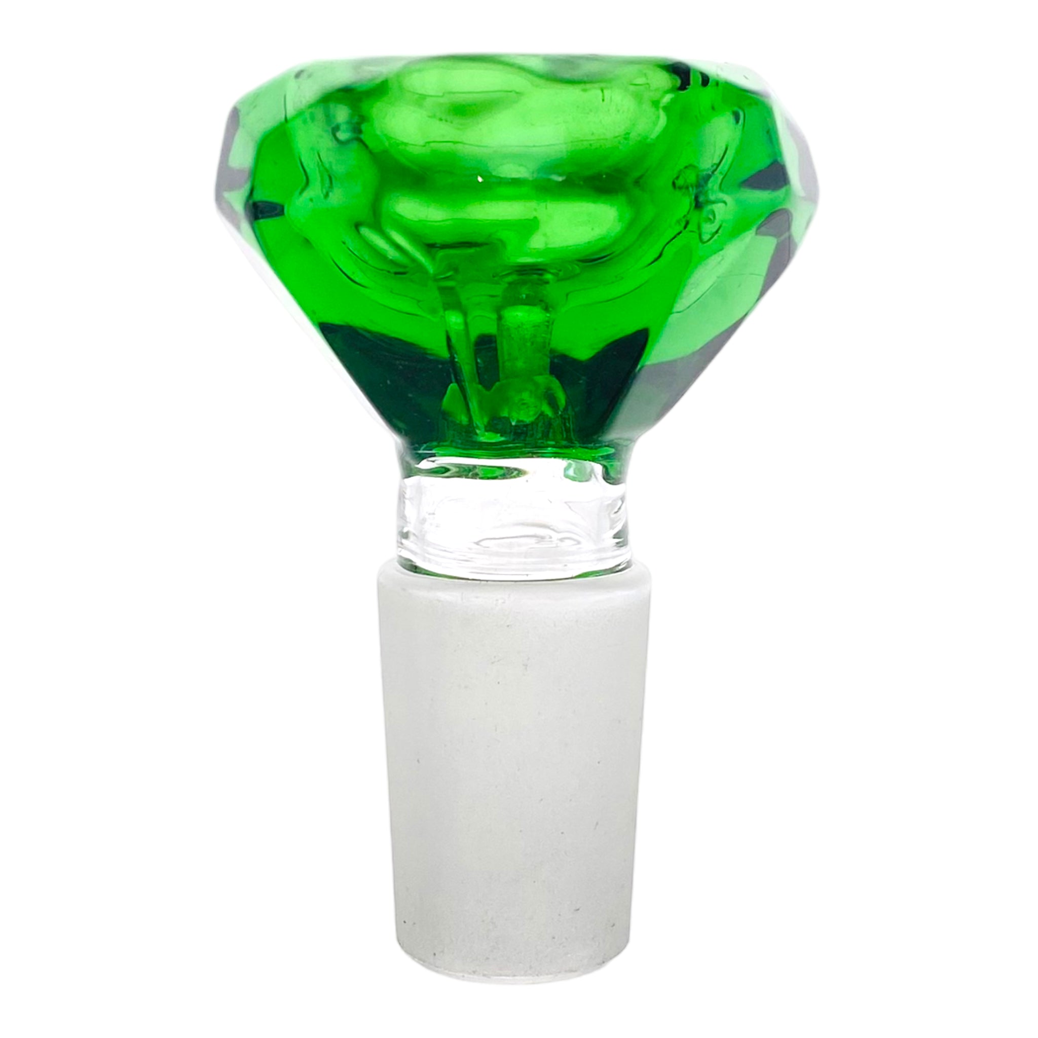 18mm Flower Bowl - Faceted Diamond Glass Bong Bowl Piece - Green