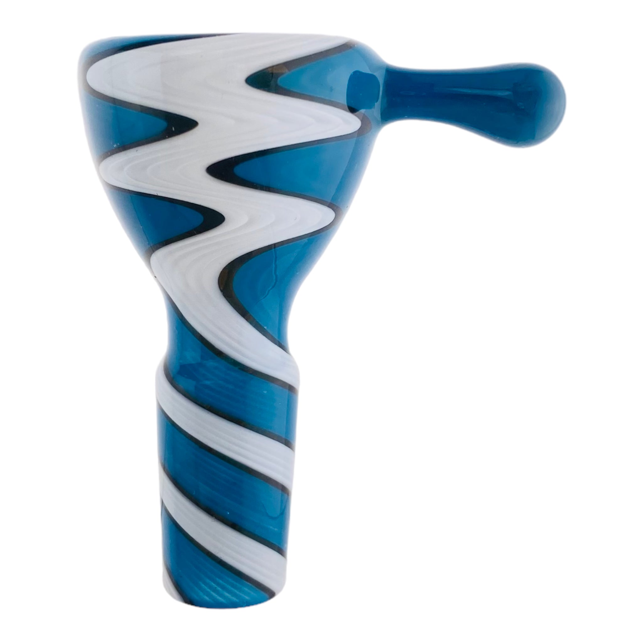 14mm Flower Bowl - Full Color Blue & White Wig Wag Bong Bowl Piece