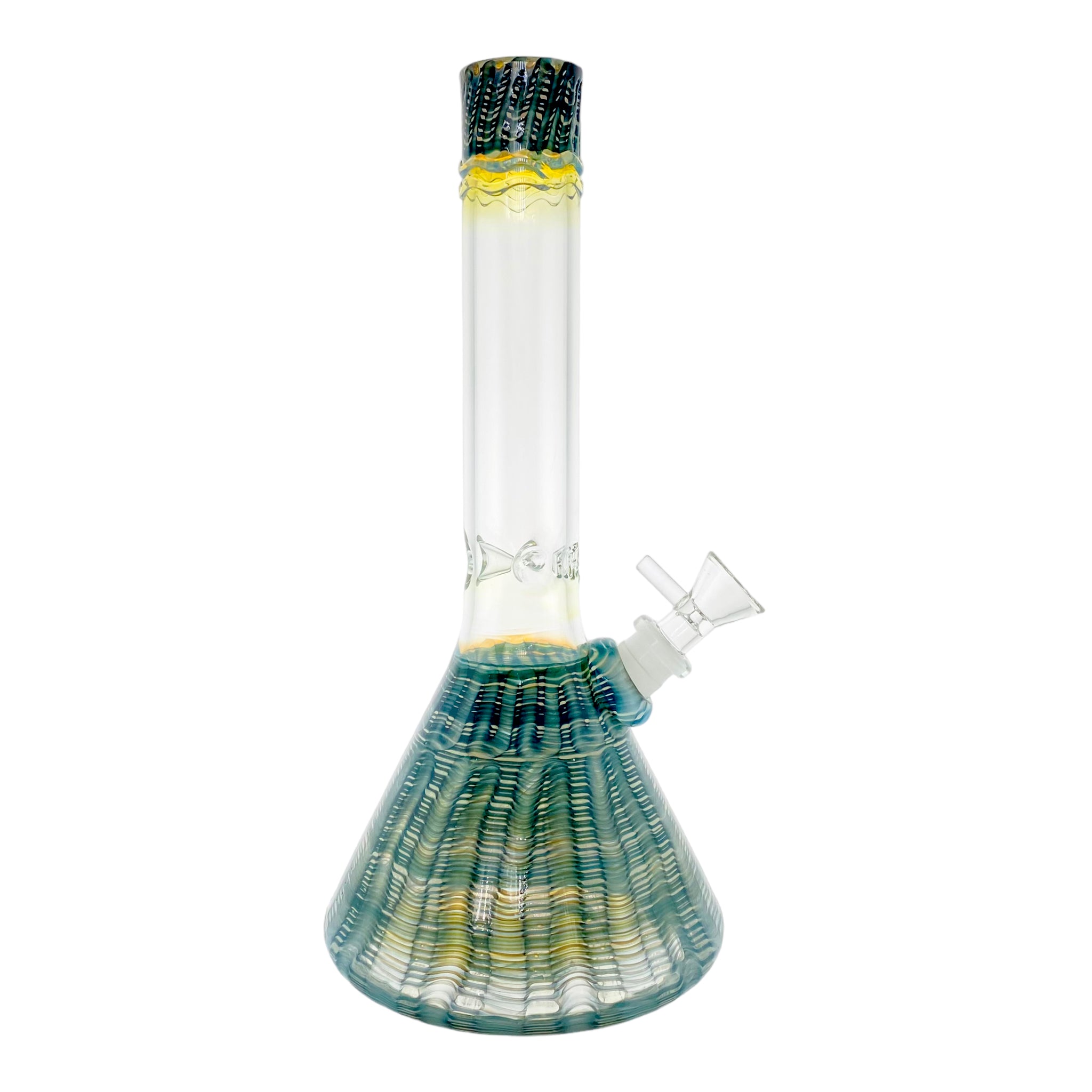 HVY Glass - Emerald Blue Wrap And Wrake Beaker Bong