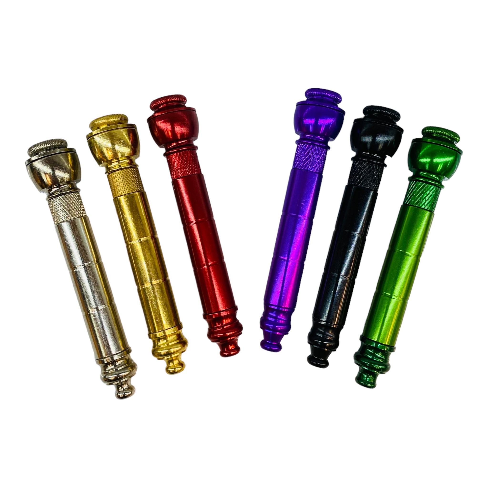 Metal Hand Pipes - Straight Chillum Metal One Hitter With Cap