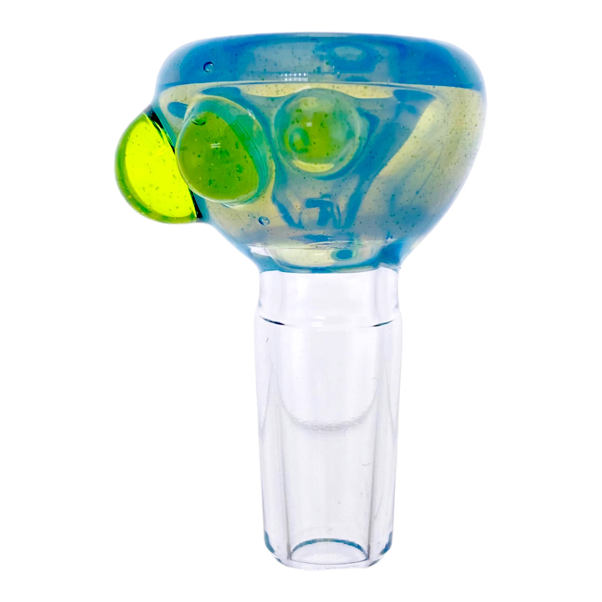 Arko Glass - 14mm Flower Bowl - Naruto Blue Bowl With Green Dots