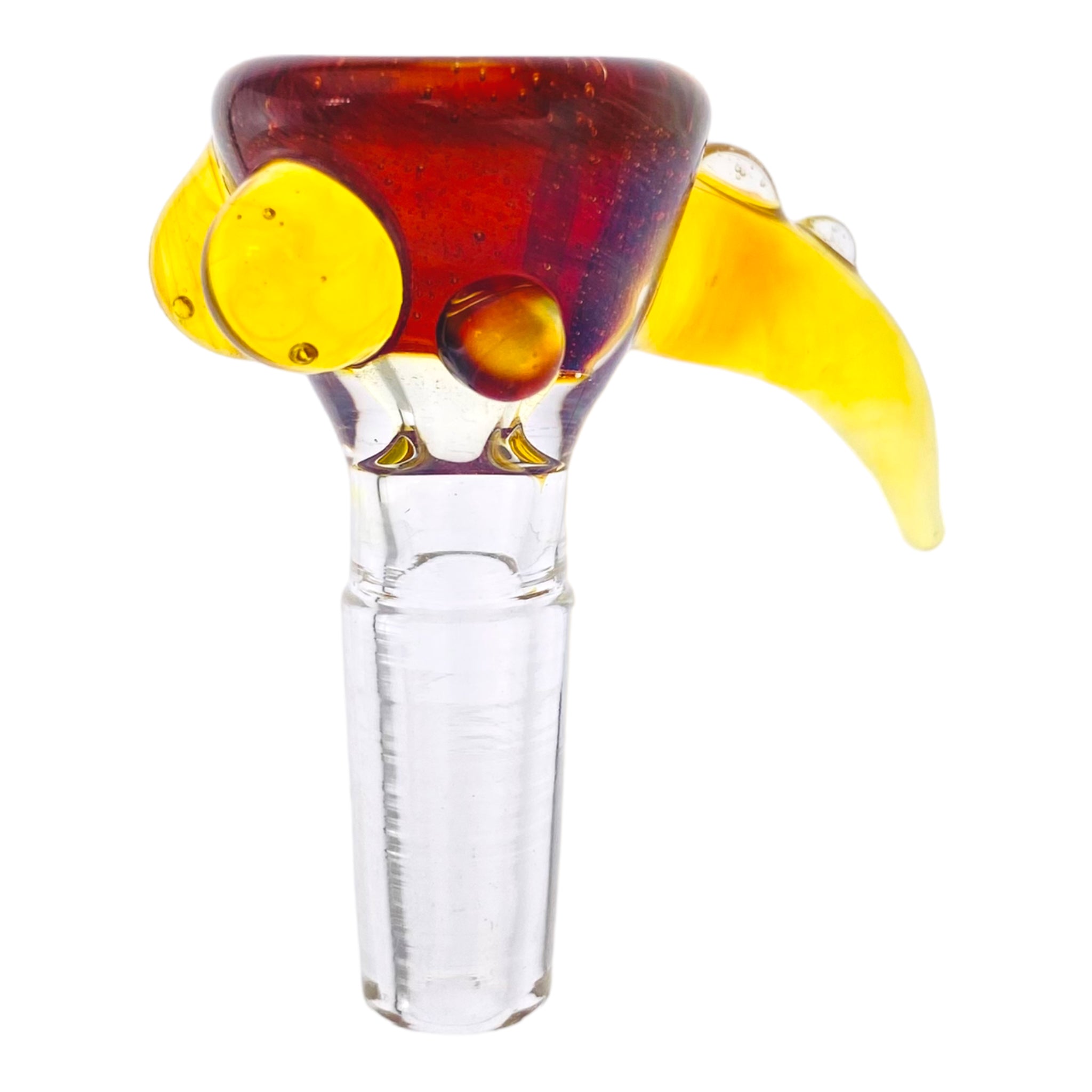 Arko Glass - 10mm Flower Bowl - Alientech With Golden Yellow Handle & Dots