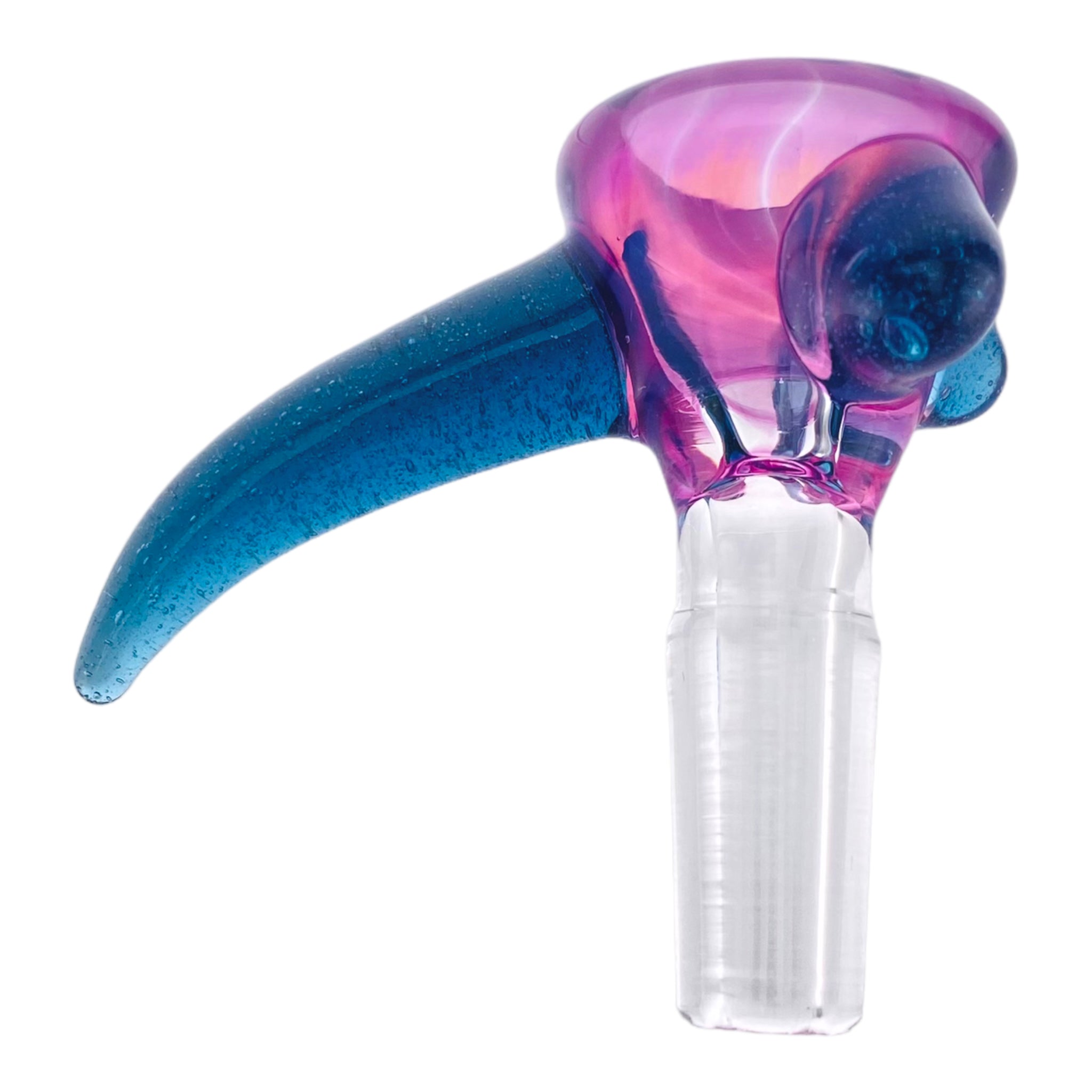 Arko Glass - 10mm Flower Bowl - Celestial Purple With Void Blue Handle & Dots