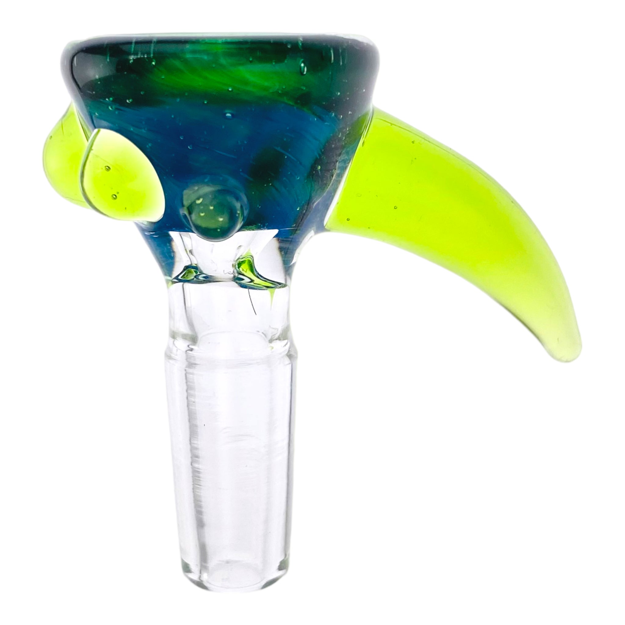 Arko Glass - 10mm Flower Bowl - Green Money With Slyme Green Handle & Dots