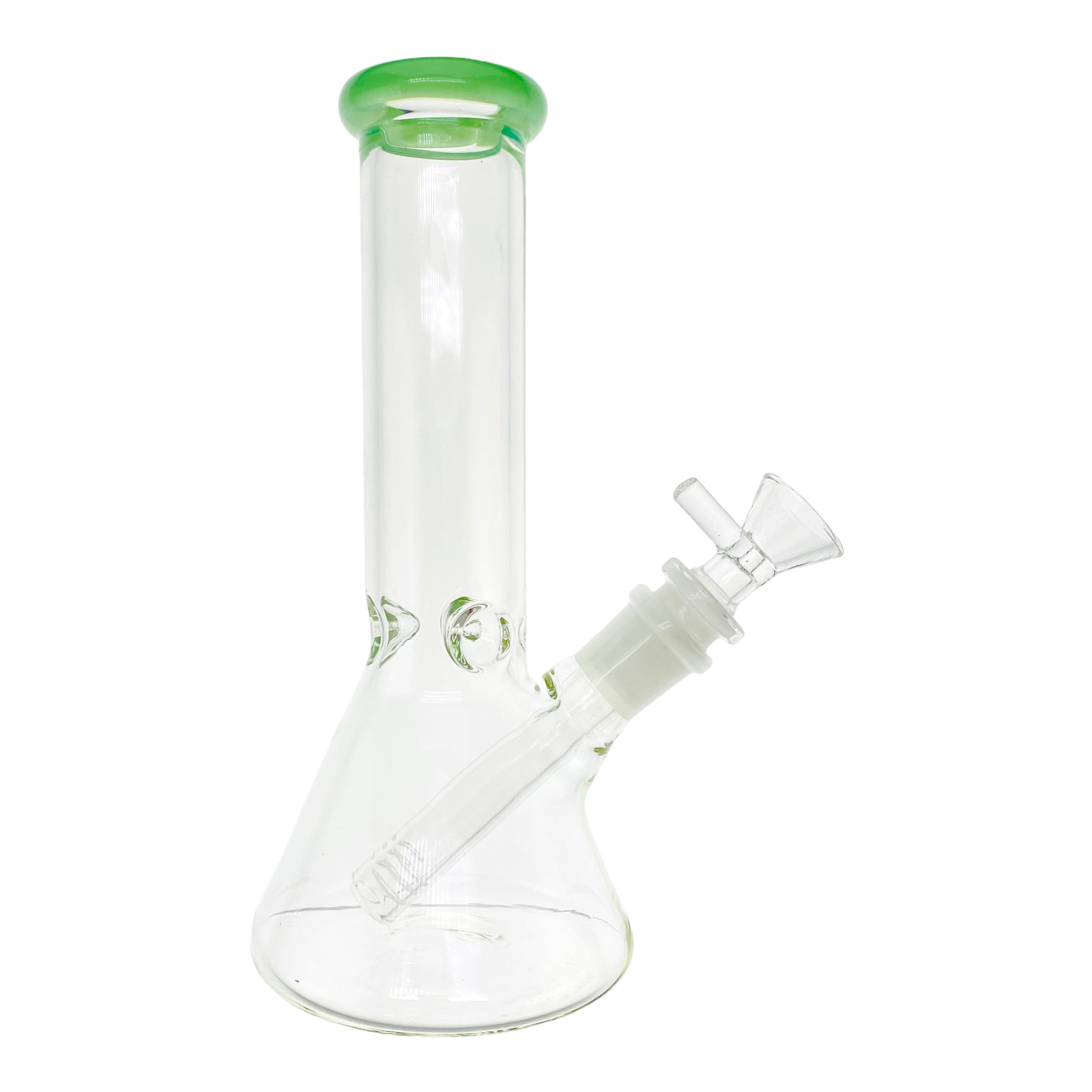 8 Inch Clear Beaker Bong With Sea Foam Green Color Lip