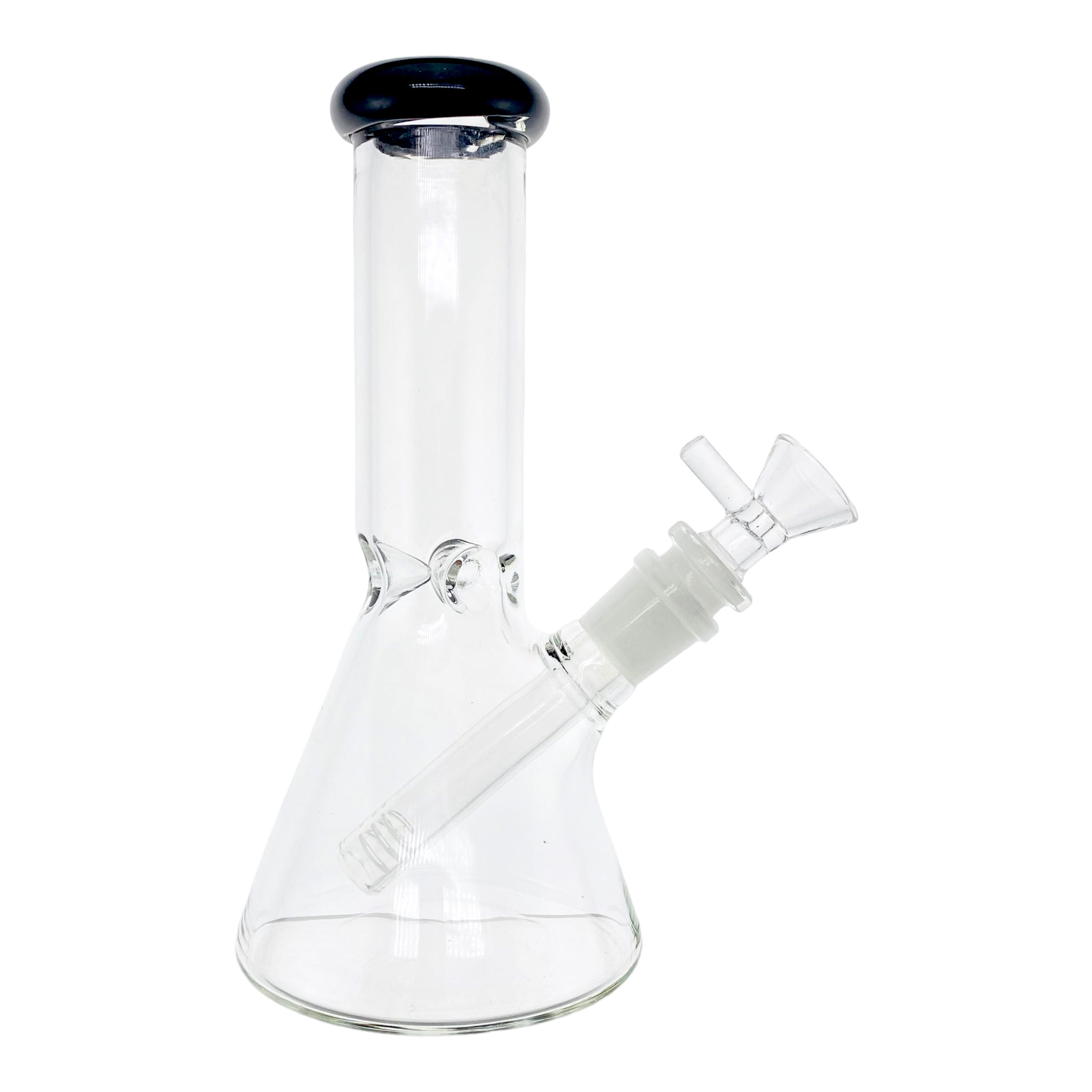 8 Inch Small Clear Beaker Bong With Black Color Lip