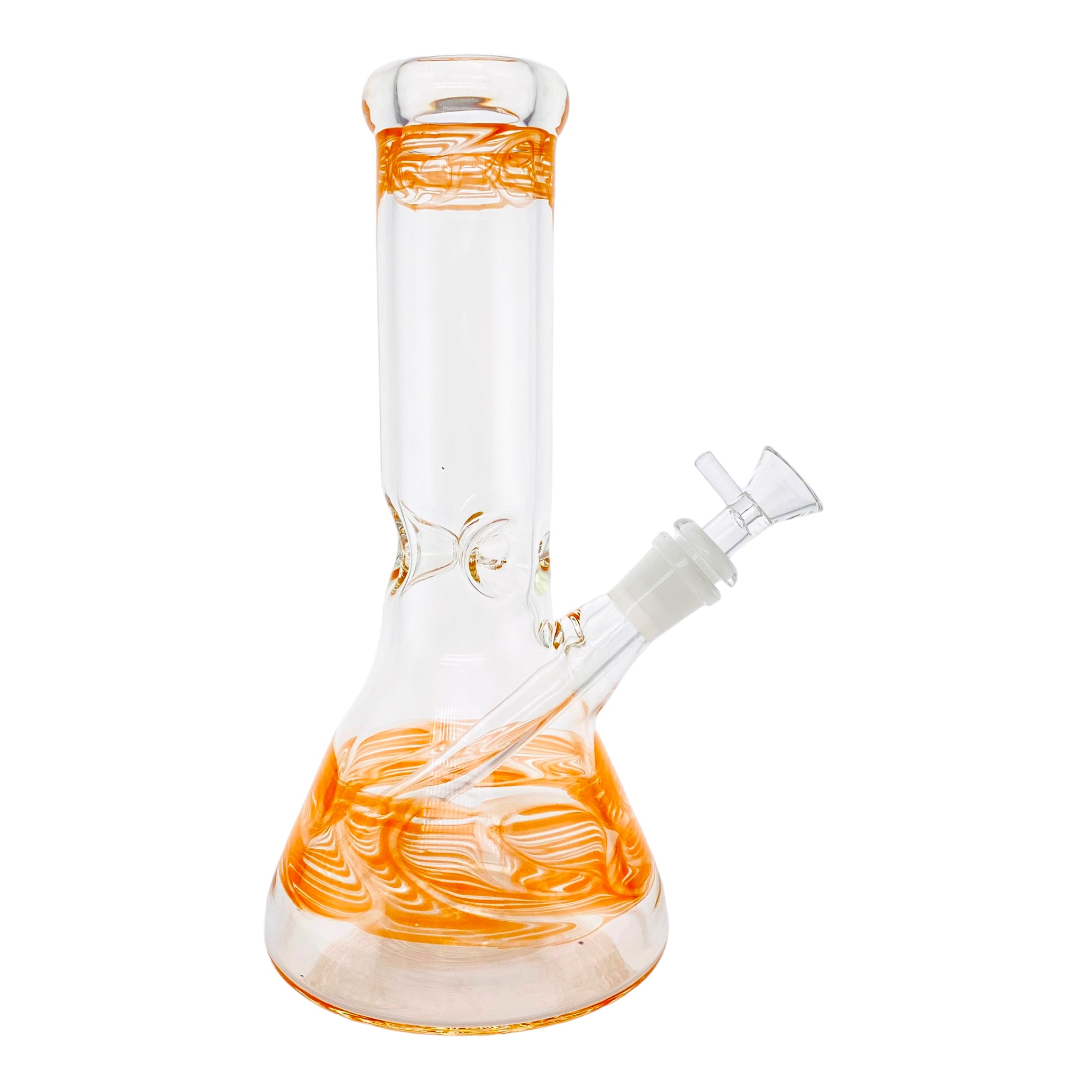 10 Inch Clear Beaker Bong With Orange Wrap And Rake