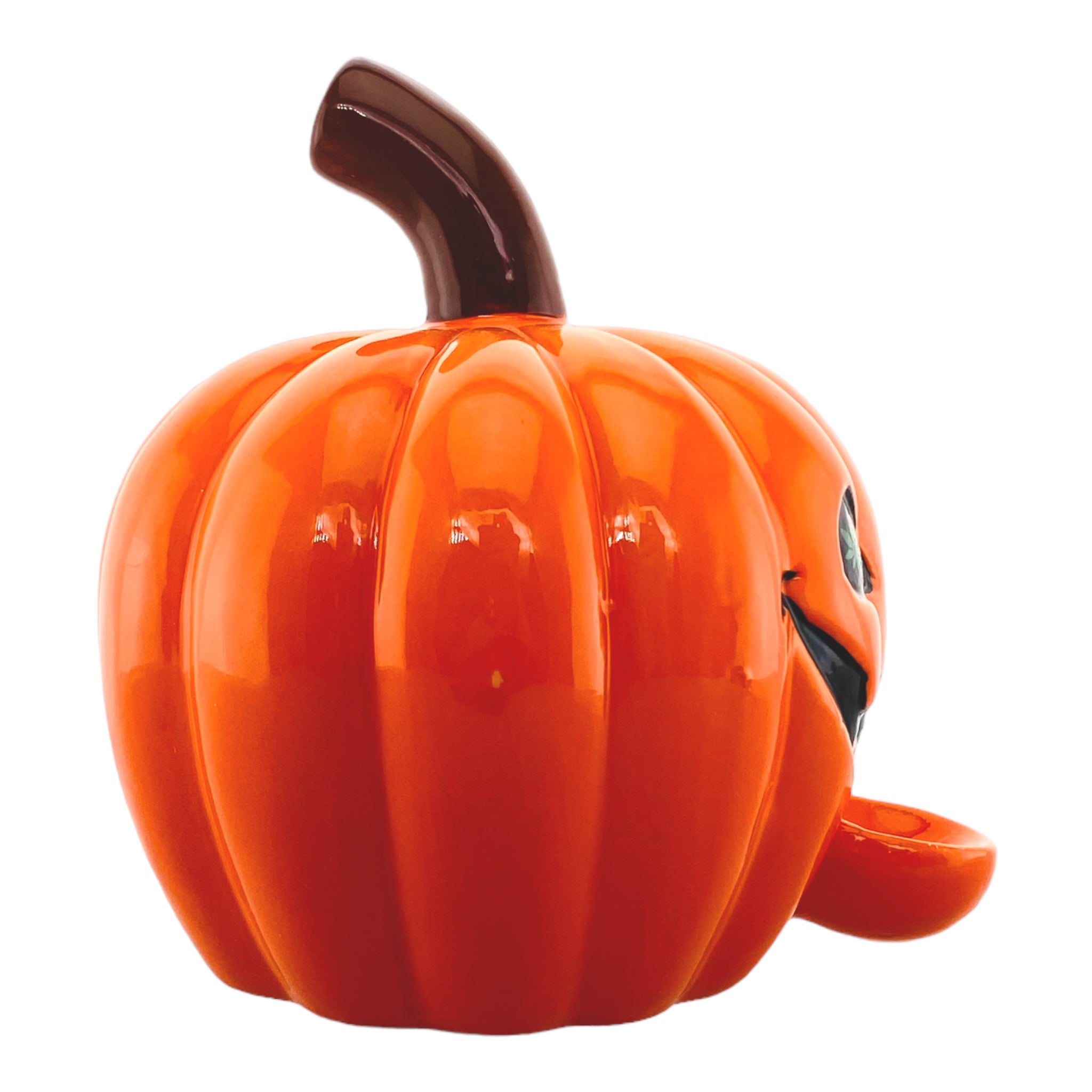 Ceramic Jack-O-Lantern Pumpkin Hand Pipe