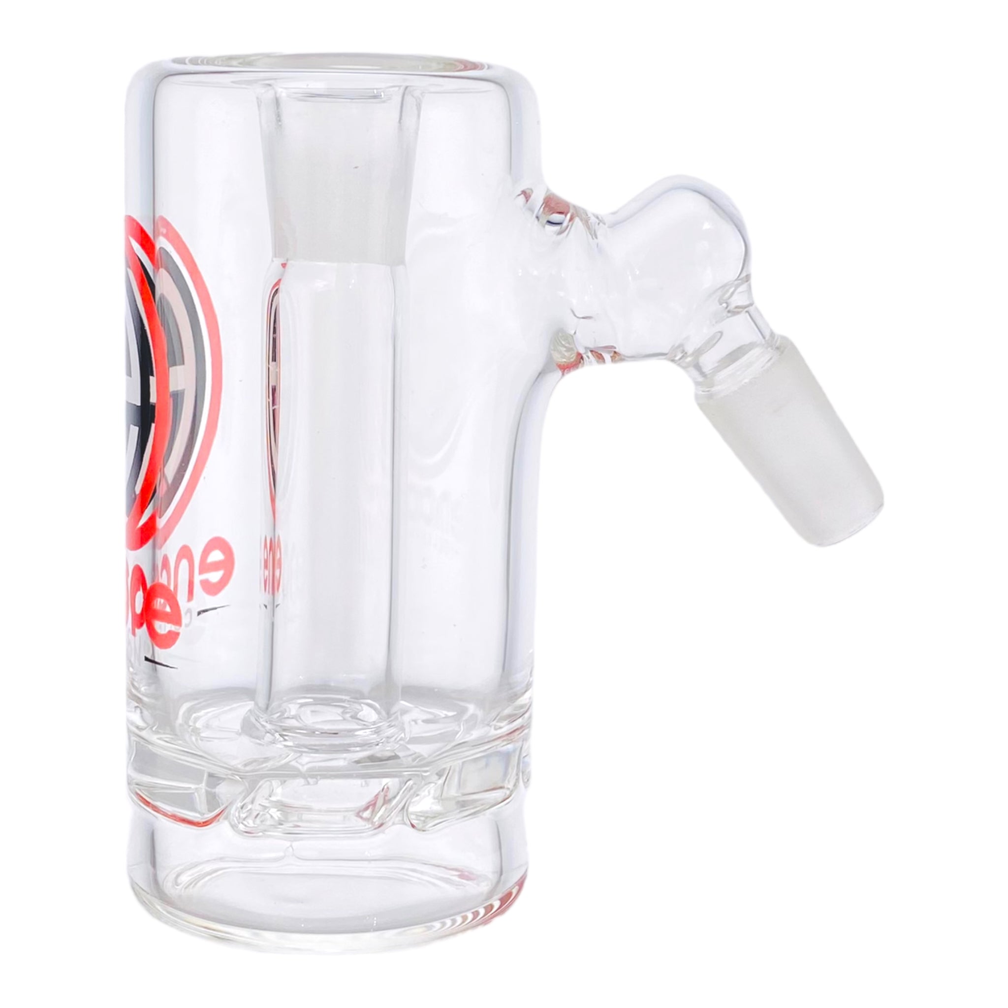 Encore Glass 14mm Ash Cathcer With 45 Degree Joint And Turbine Perc Red Logo