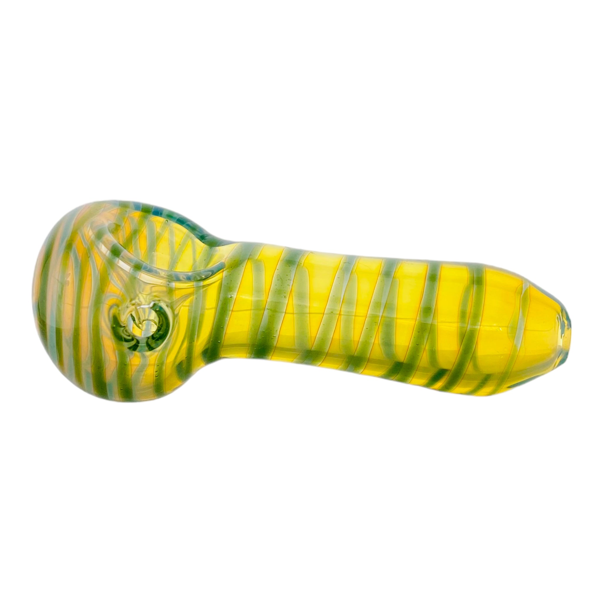 Color Changing Glass Pipe With Green Spiral Color Twist