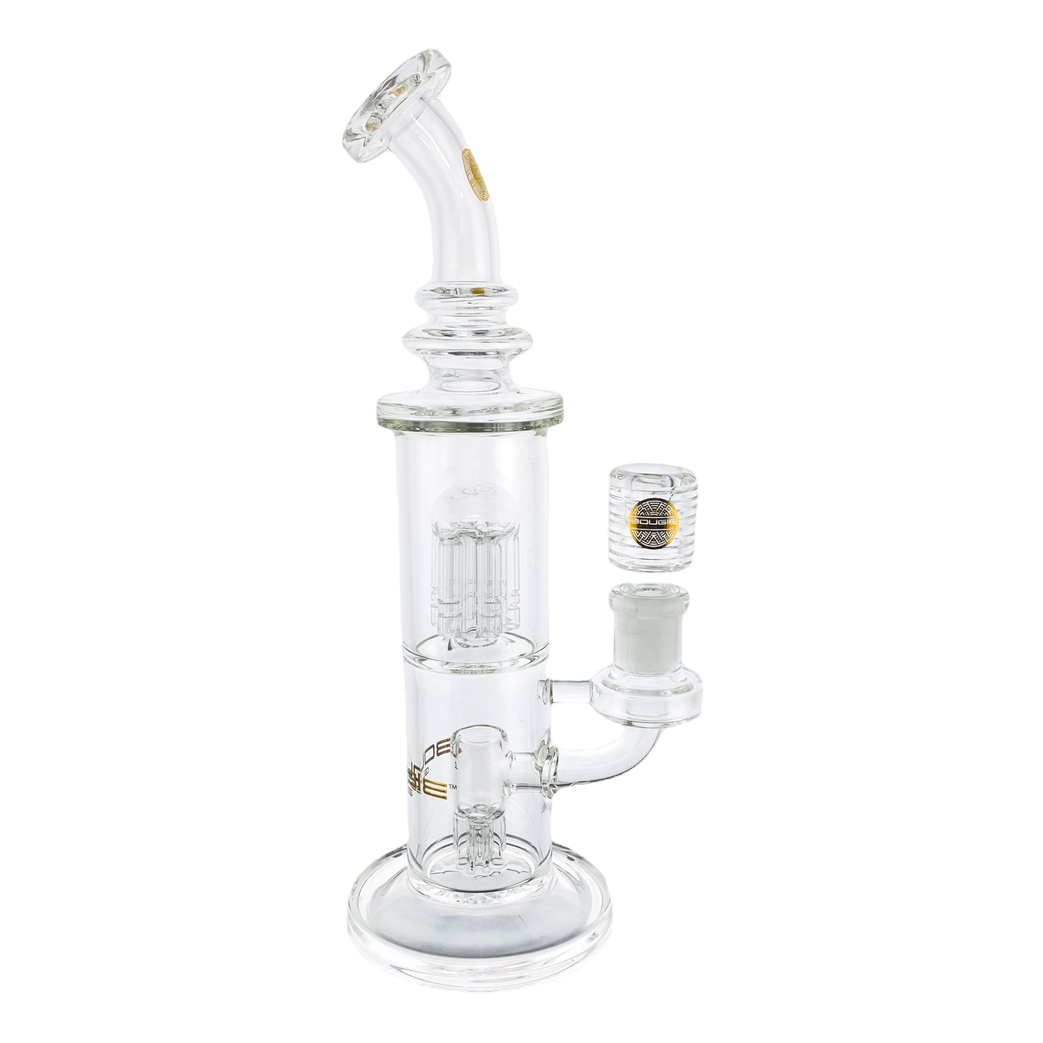 best cheap cute Bougie Glass Double Tree Perc Clear Bubbler Bong