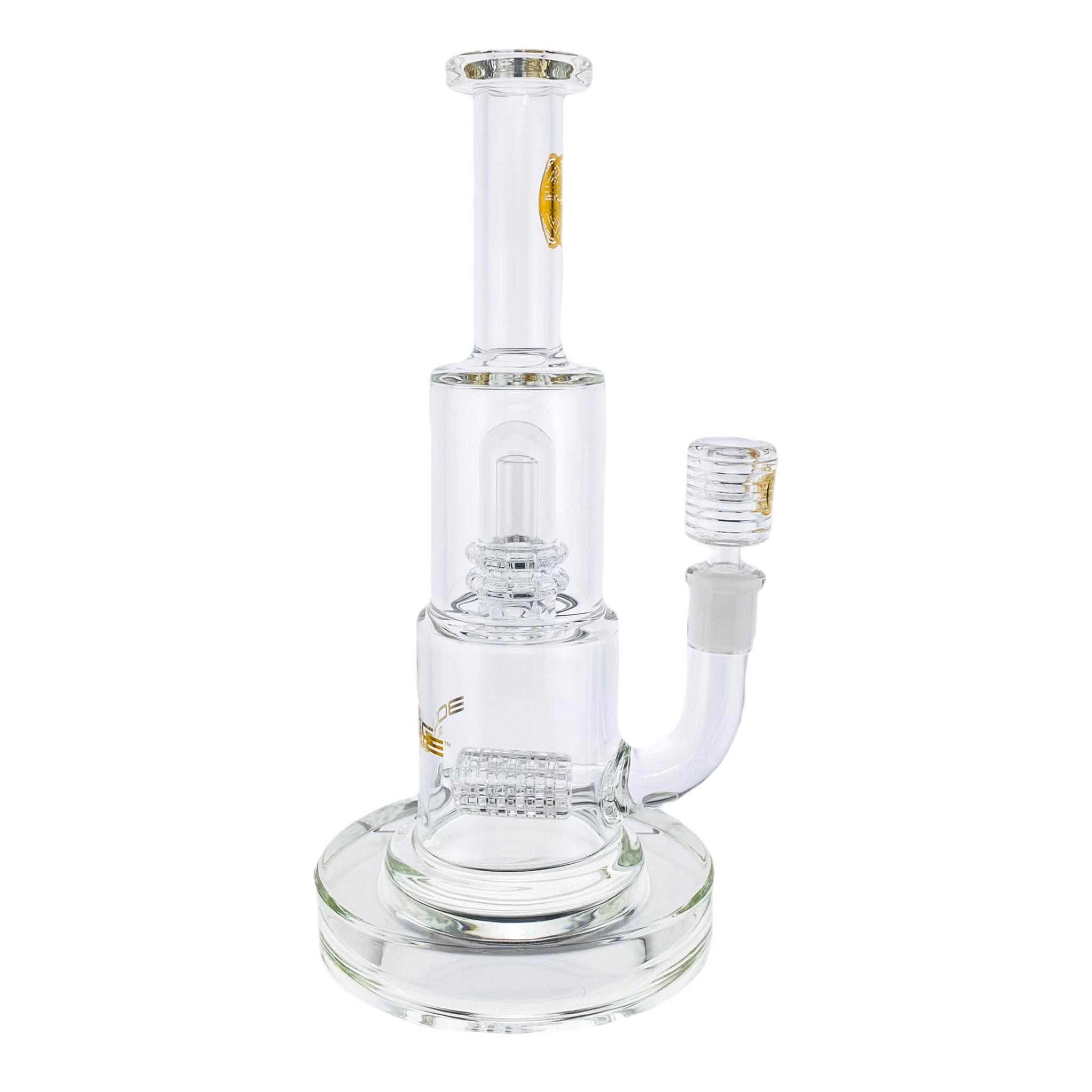 Bougie Glass Multi-Slit Inline And Mushroom Perc Clear Bubbler Bong