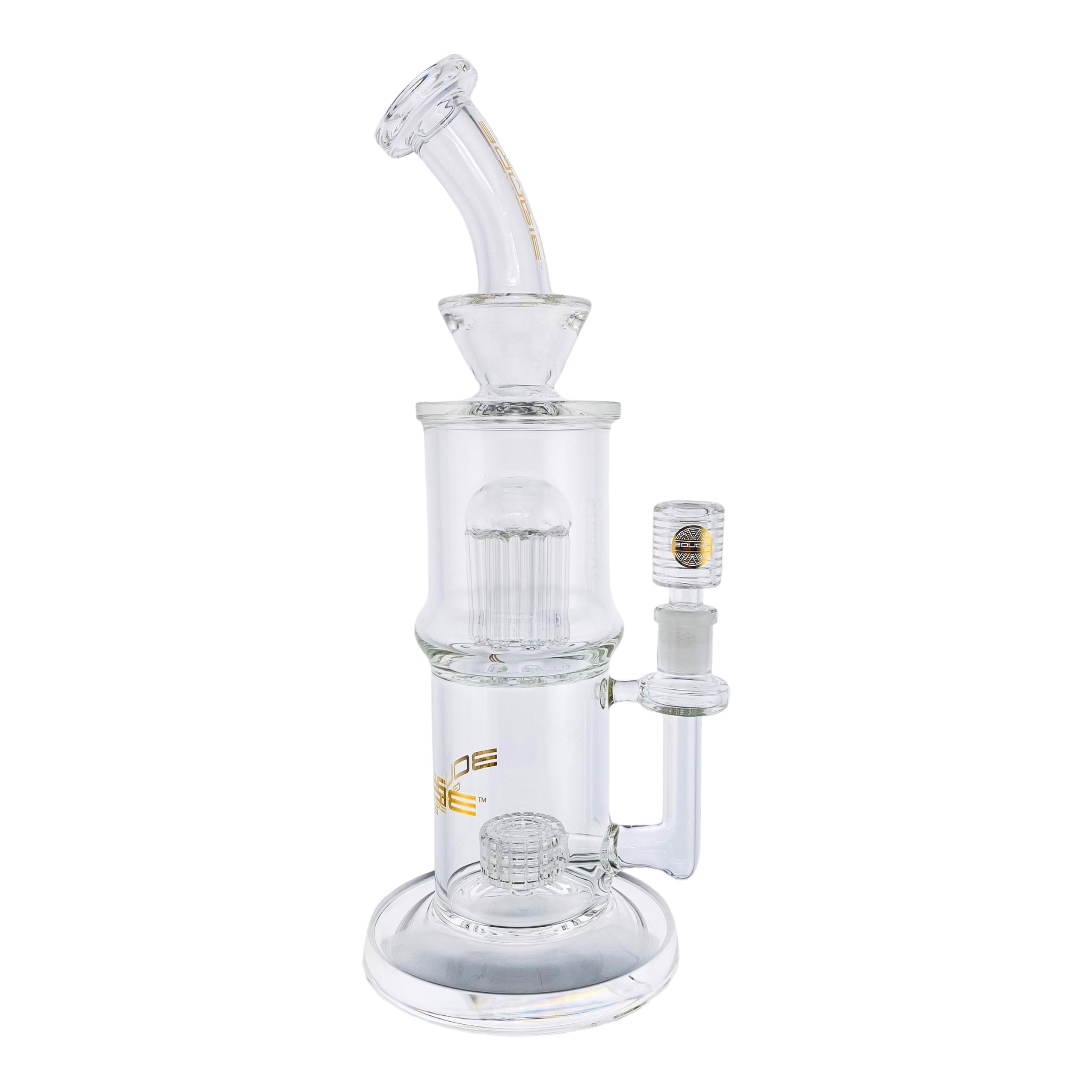 Bougie Glass Multi-Slit Disc And Tree Perc Clear Bubbler Bong