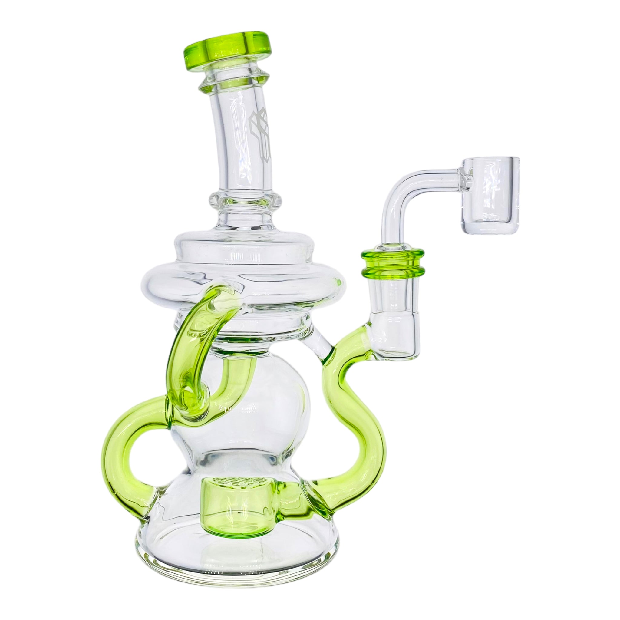 Heady glass Green Klein Recycler Dab Rig With Seed of Life Percolator