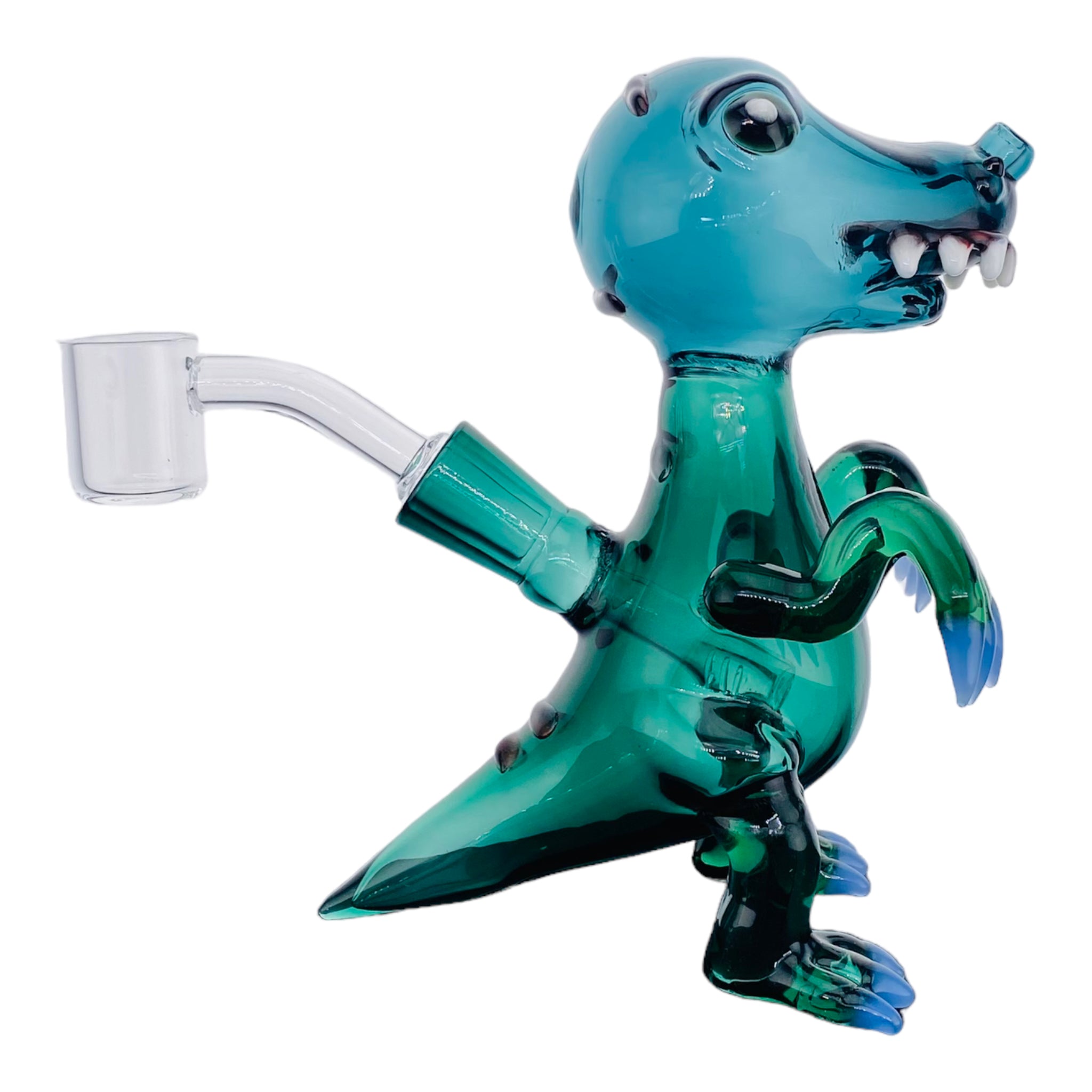 cute girly Green And Blue Dinosaur Dab Rig