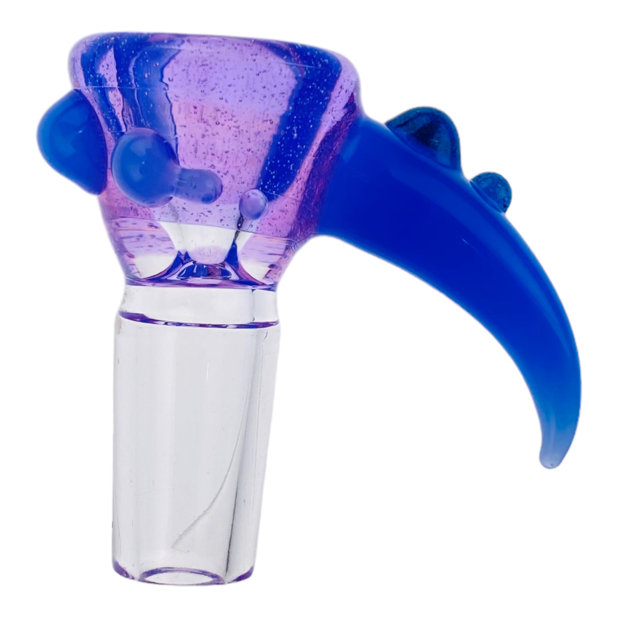 heady bong bowl Arko Glass - 14mm Flower Bowl - Chronic Purple Bowl With Milky Blue Handle