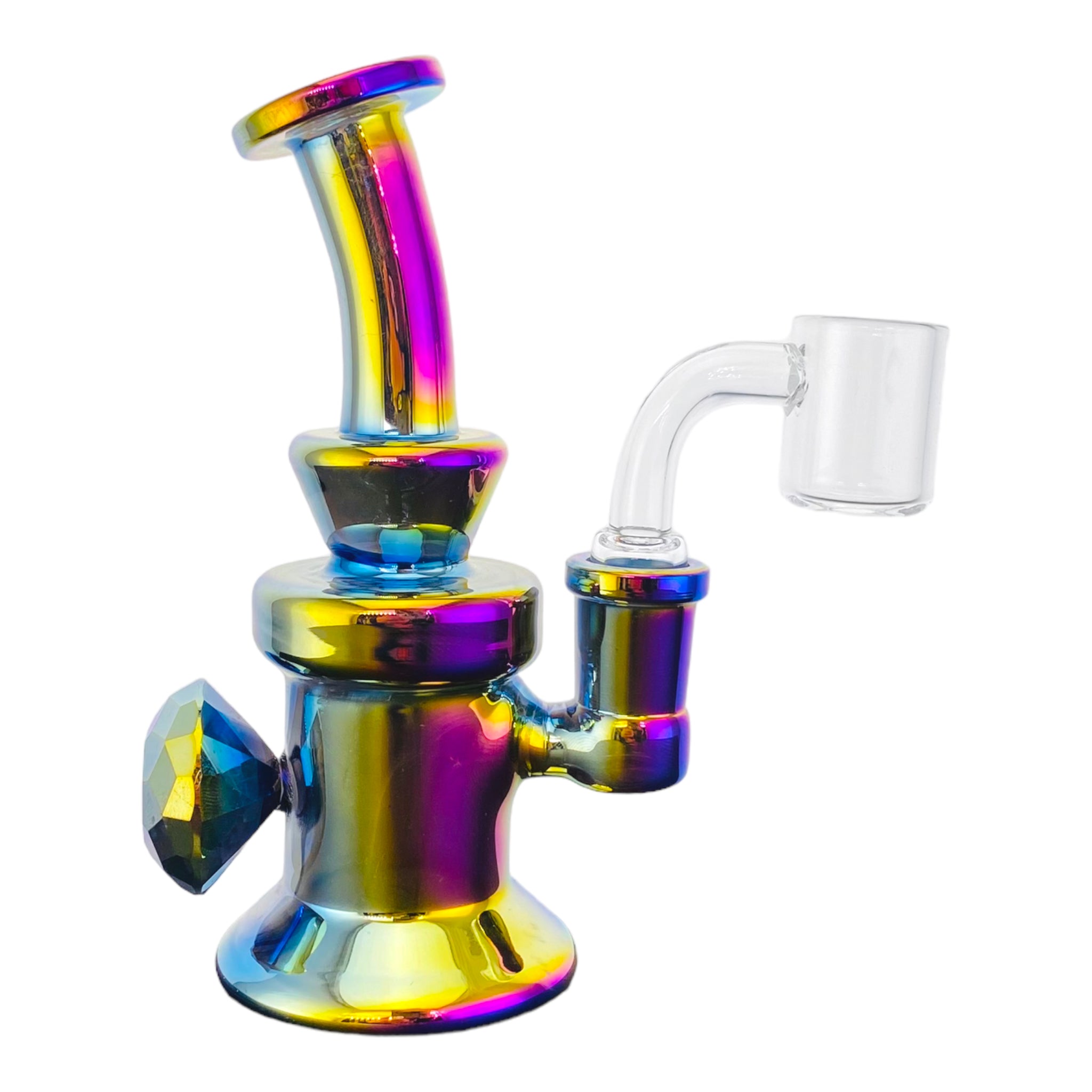 Rainbow Mini Dab Rig With Faceted Diamond