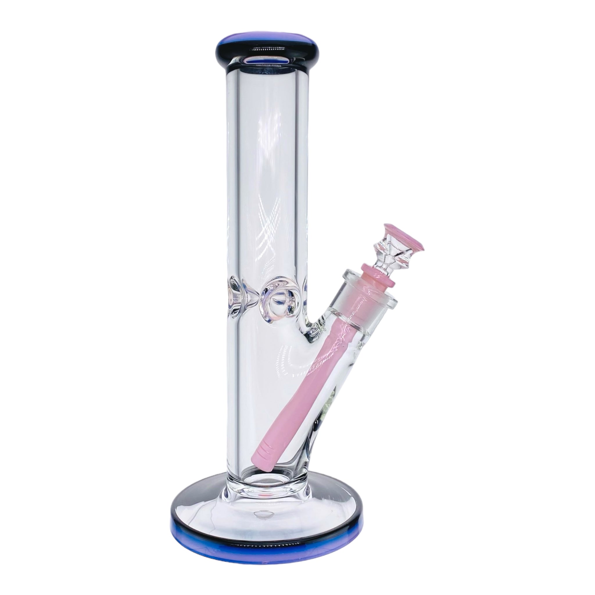 9mm Thick Pink And Black Two Tone Straight Tube Bong 12 Inch