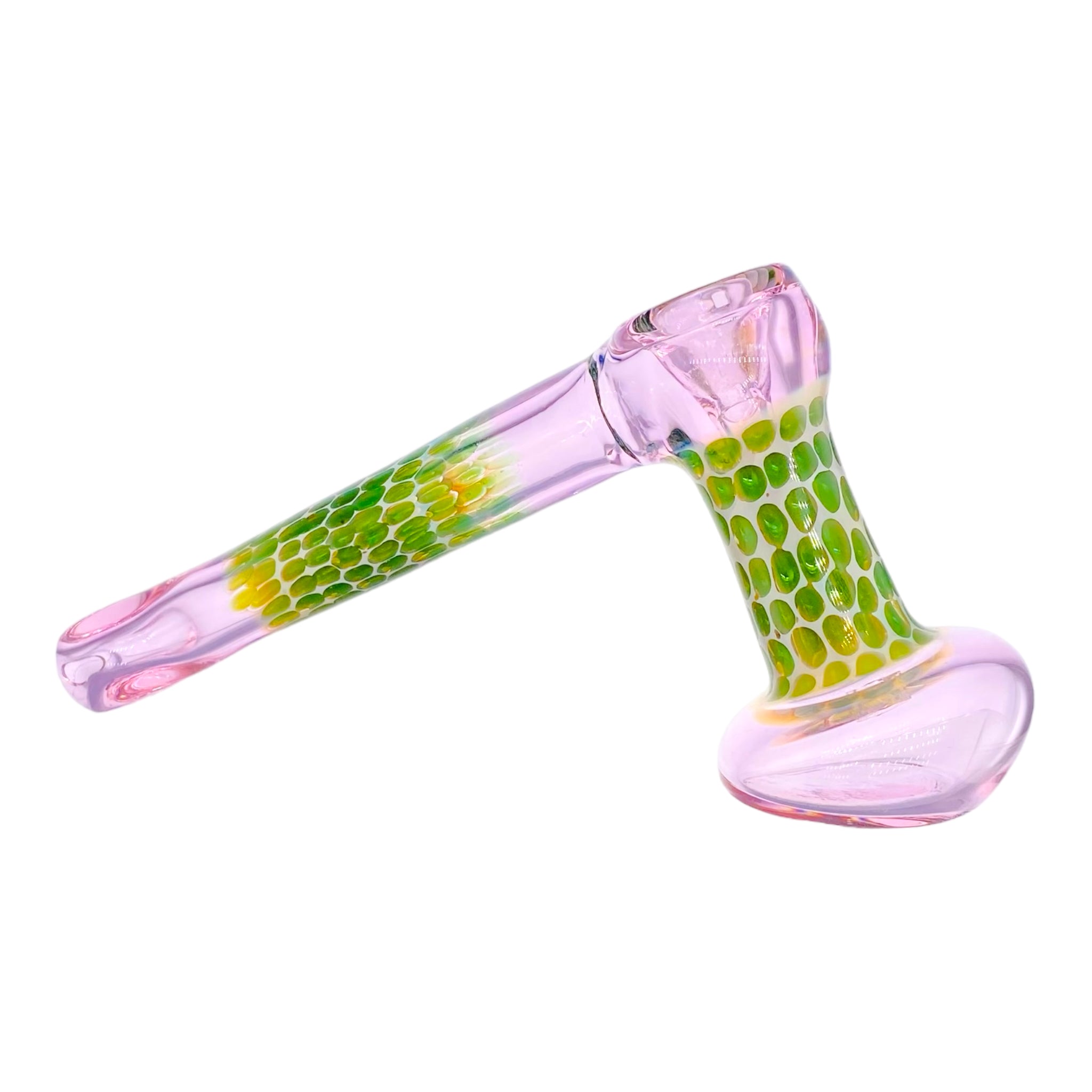 og push bowl bubbler Pink And Green Dot Stack Laydown Glass Bubbler Water Pipe