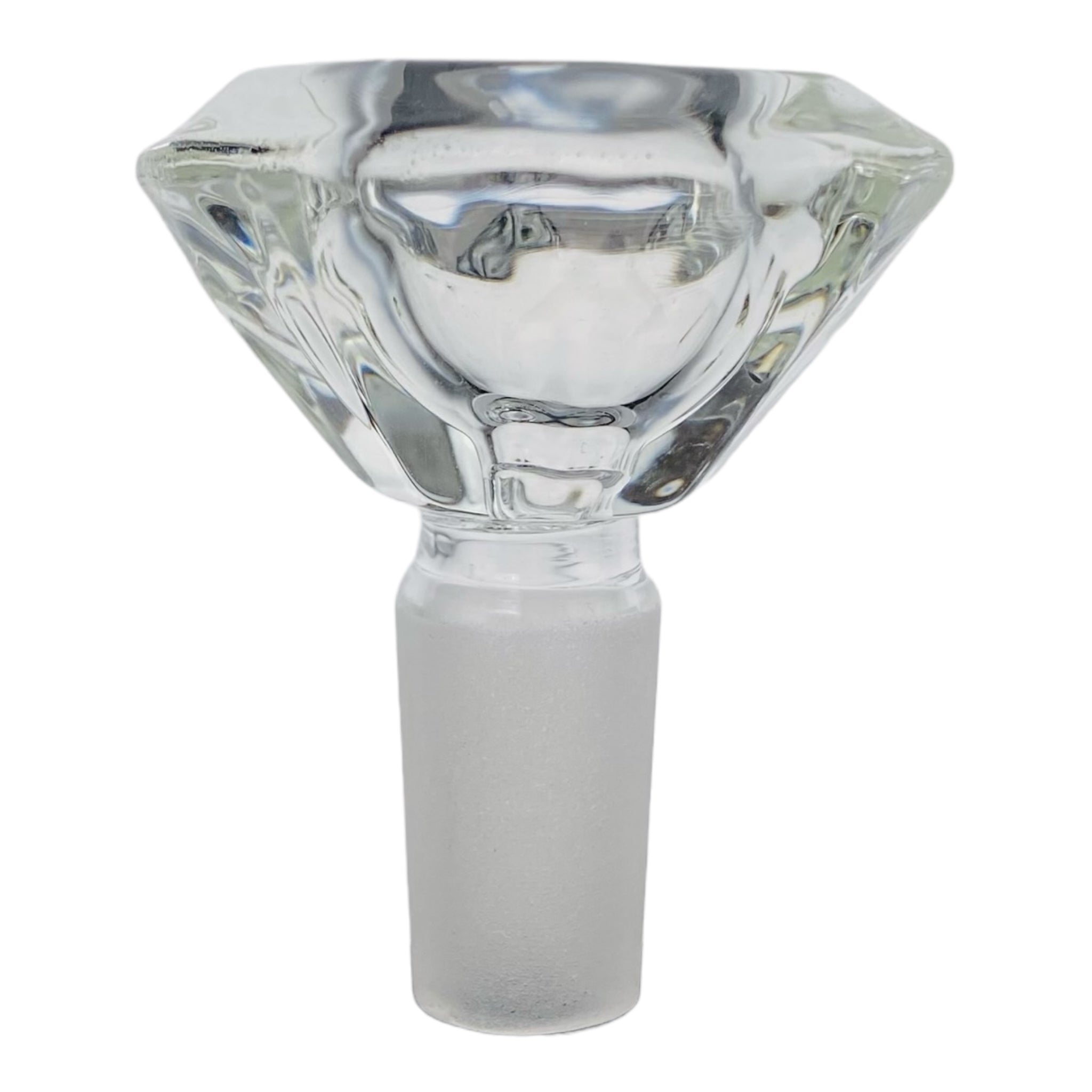 14mm Flower Bowl - Faceted Diamond Glass Bong Bowl Piece - Clear