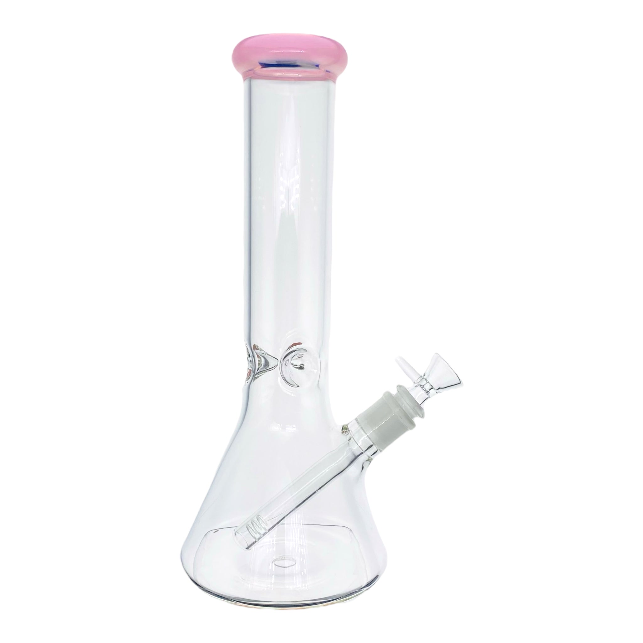 12 Inch Clear Beaker Bong With Pink Color Lip