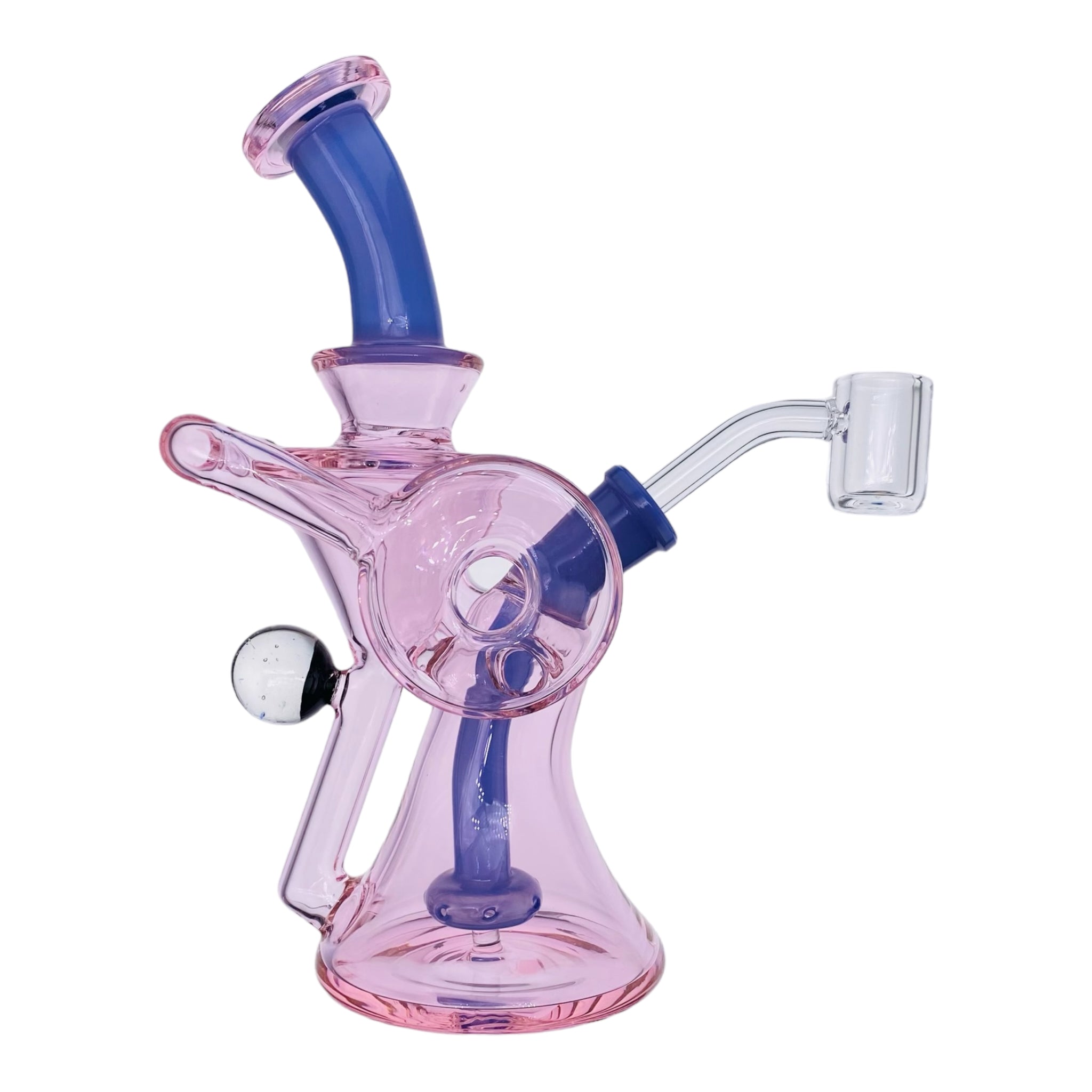 Pink And Purple Double Uptake Recycler Glass Dab Rig