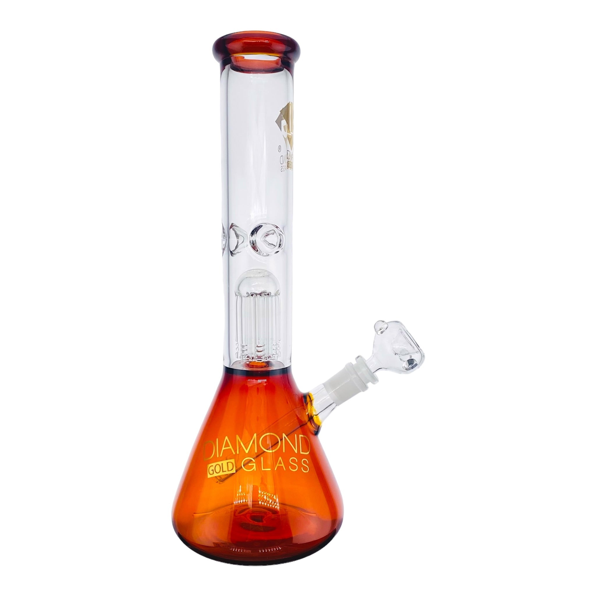 Diamond Glass Bong - Amber Brown 14 Inch Beaker Bong With Tree Perc for sale