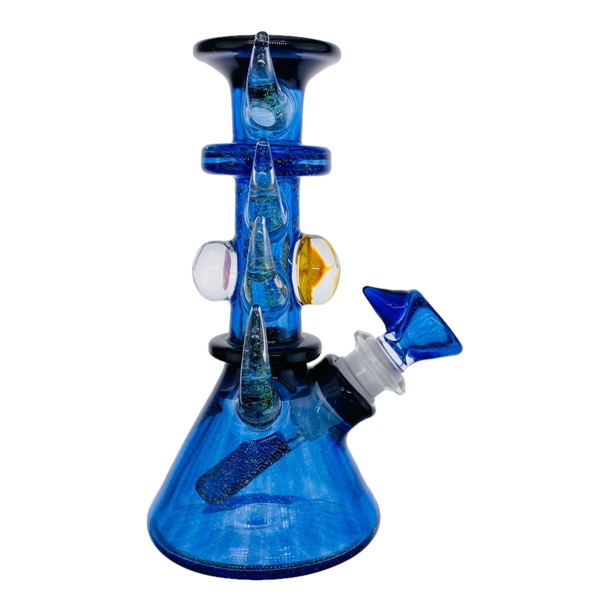 Heady glass Darby Holm - Blue Dichro Horned Minitube Dab Rig Water Pipe With Large Opals for sale