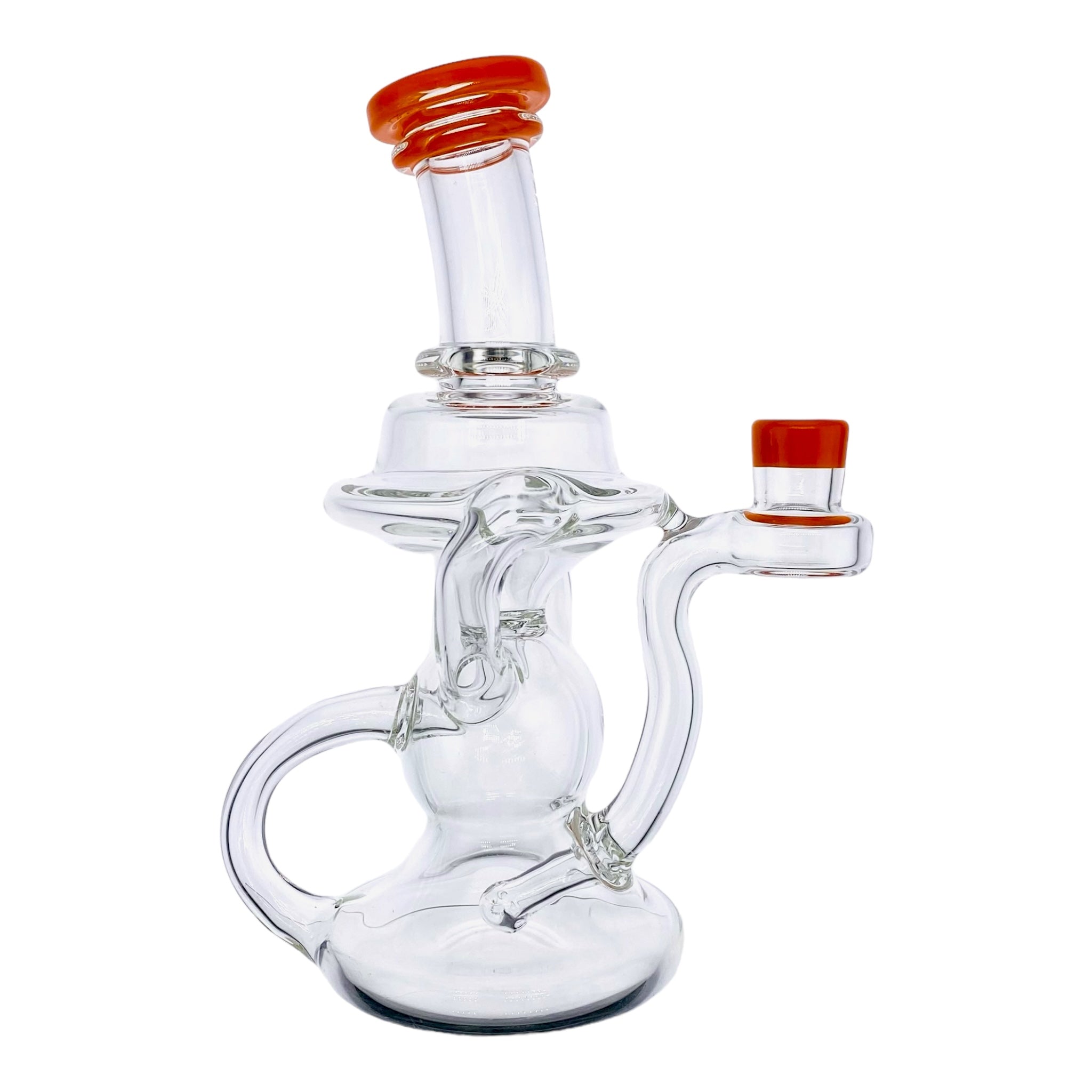 heady glass Santa Cruz Glass - Clear Klein Recycler Dab Rig With Orange Lip for sale