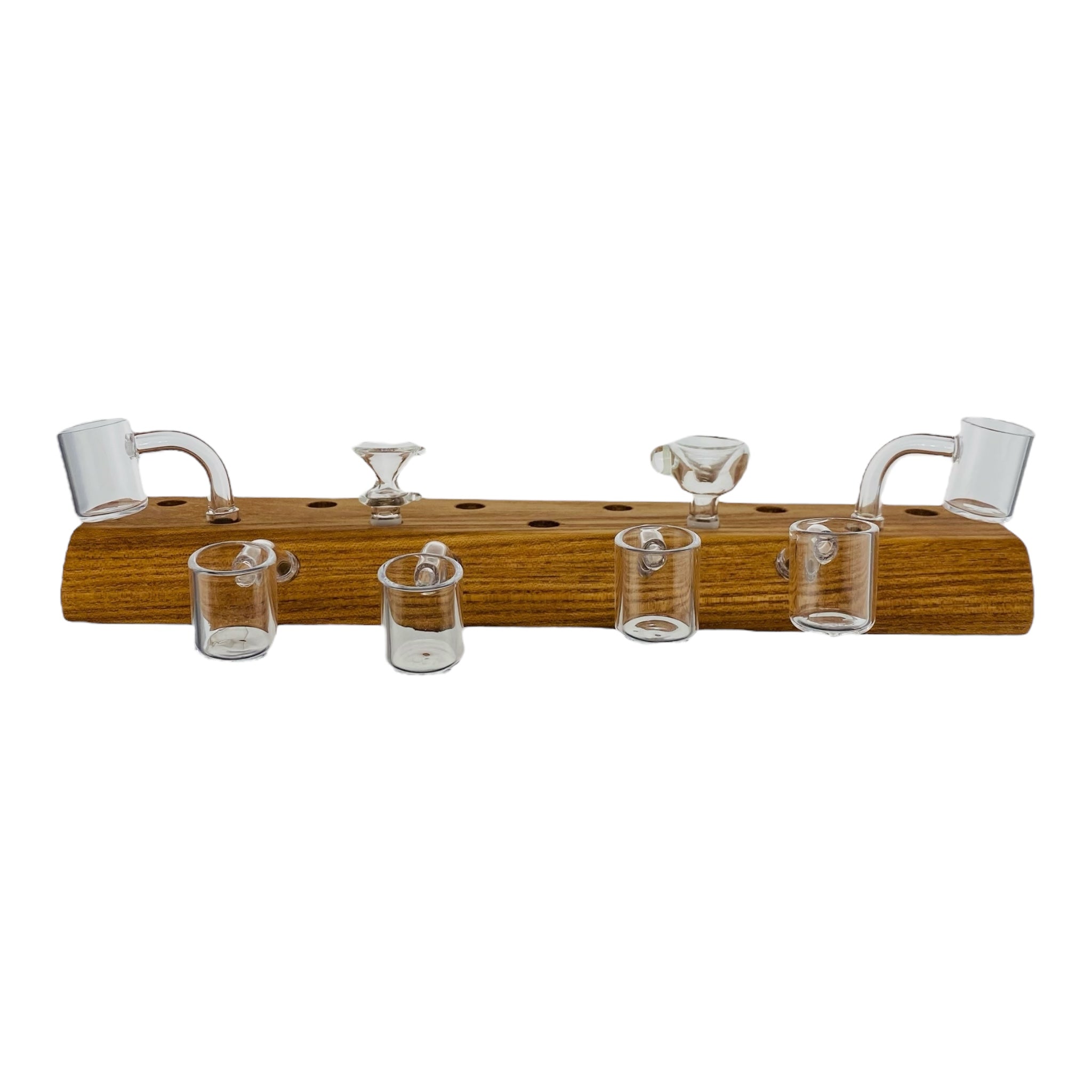 15 Hole Wood Display Stand Holder For 10mm Bong Bowl Pieces Or Quartz Bangers made from oak for sale