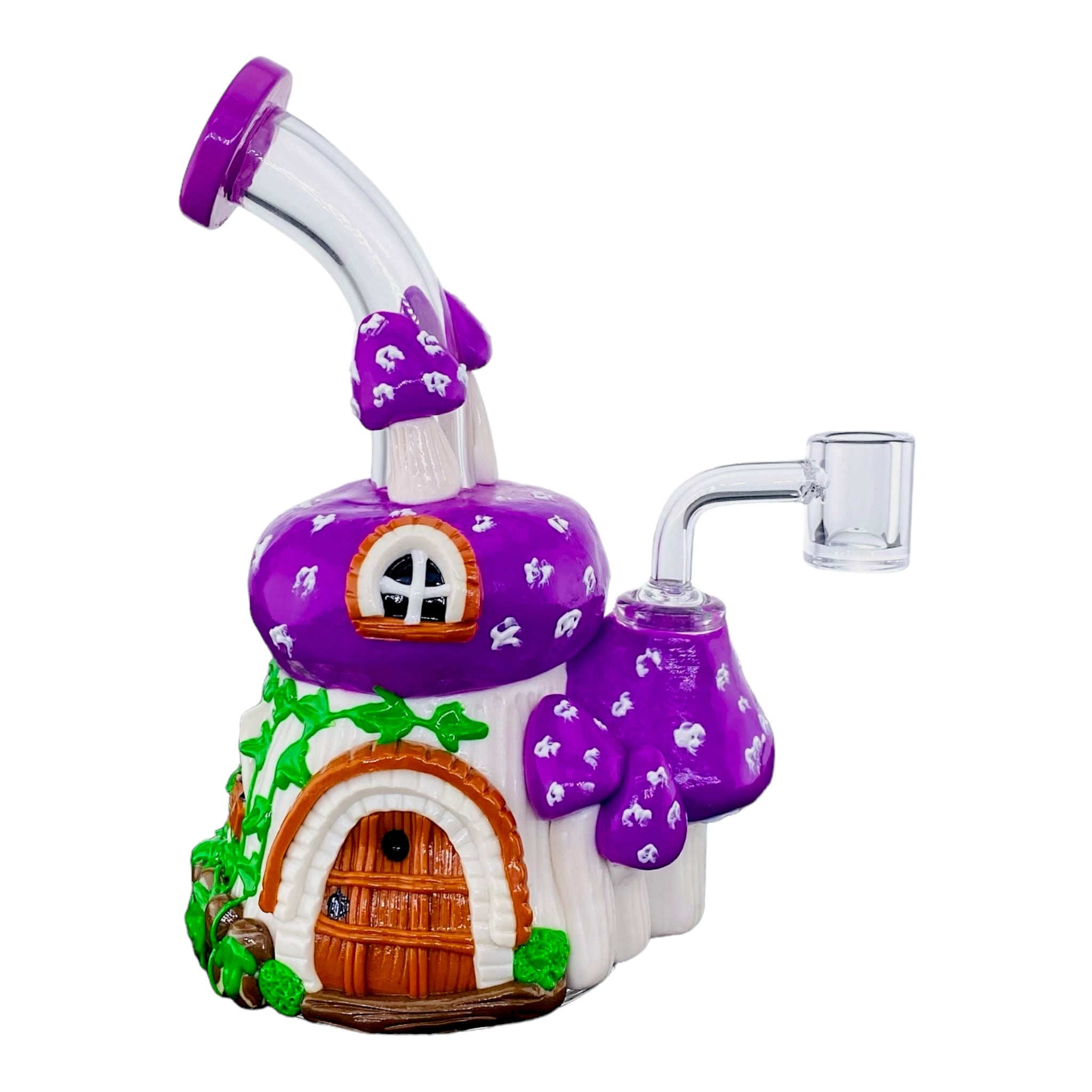 cute girly Purple And White Mushroom House Small Dab Rig for sale