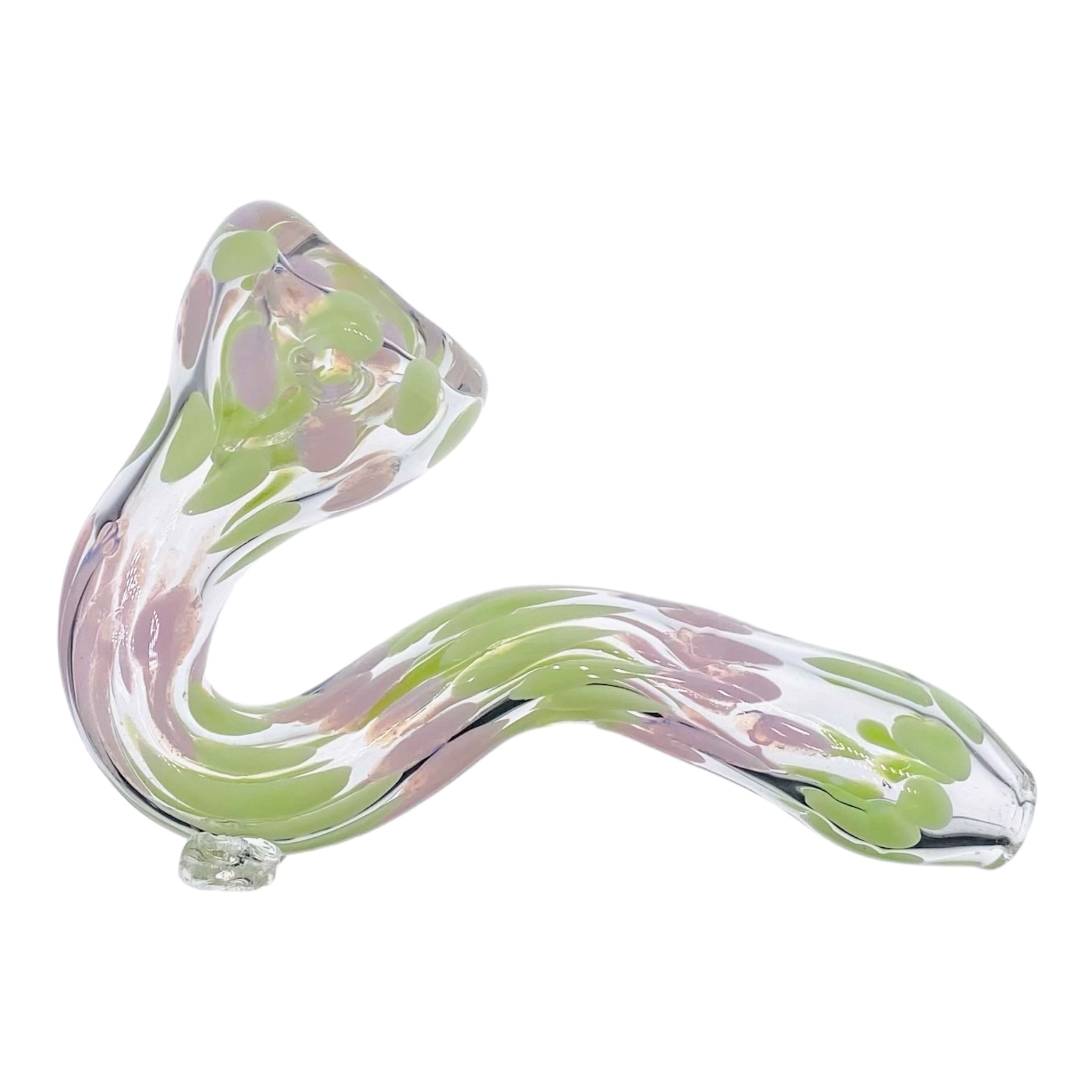 Pink and Green Spots Sherlock Glass Hand Pipe