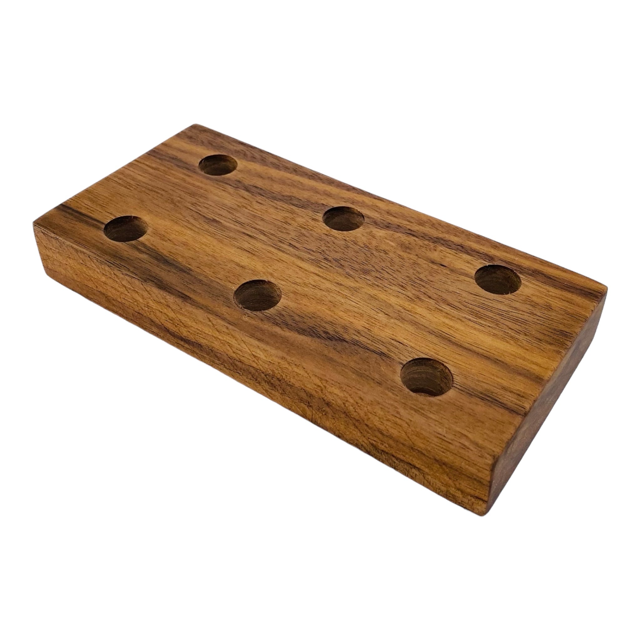 6 Hole Wood Display Stand Holder For 14mm Bong Bowl Pieces Or Quartz Bangers - Flat Black Walnut