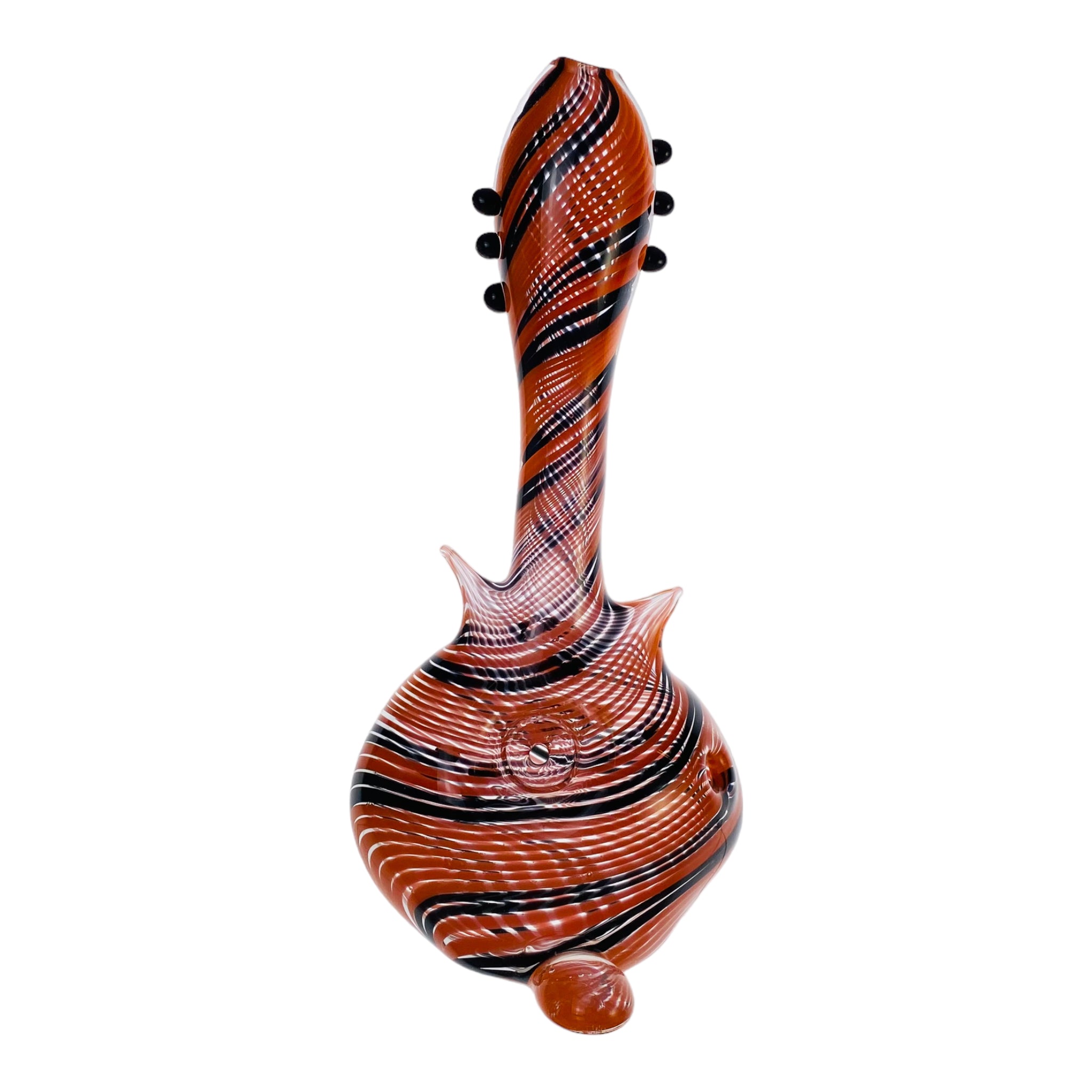 Glass Guitar Hand Pipe - Black & Orange