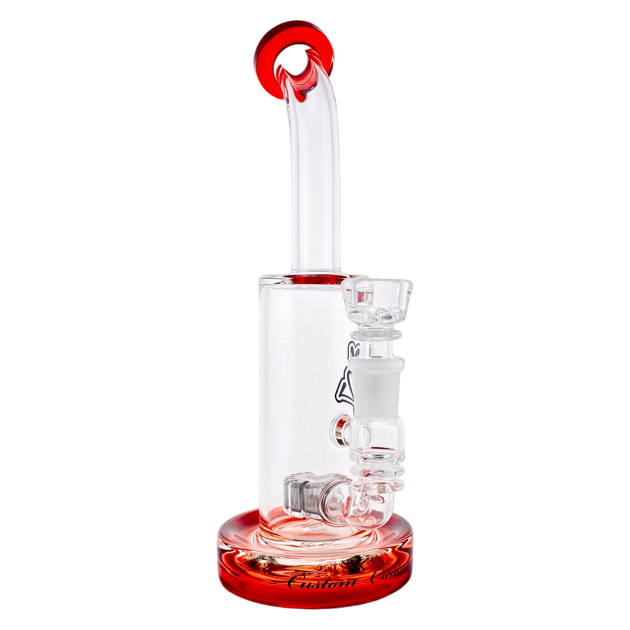 C2 Custom Creations - Custom Red Bubbler Bong With Grey Perc FBS4 Mini