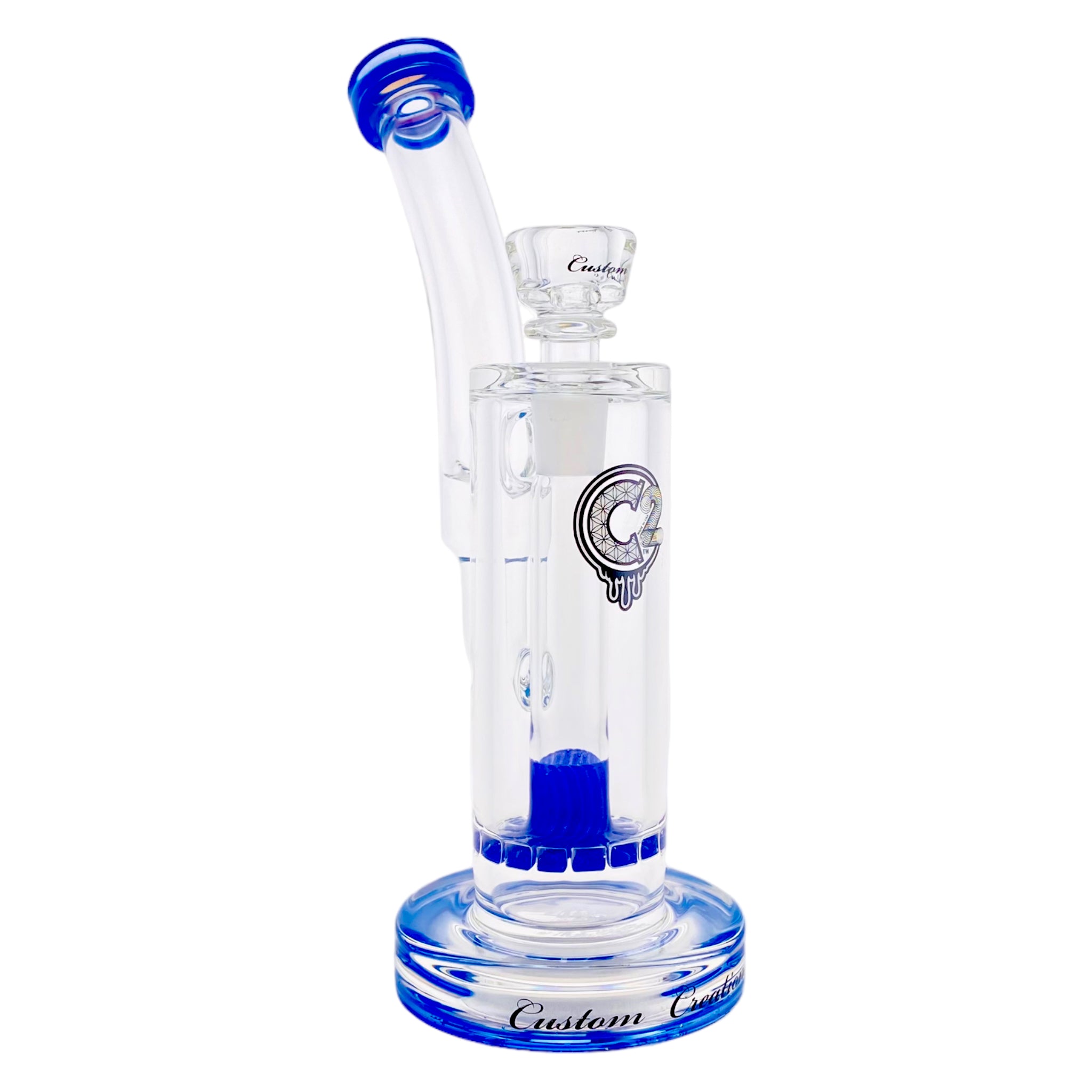 C2 Custom Creations - Custom Blue Bubbler Bong BRB45 Single Ratchet Perc