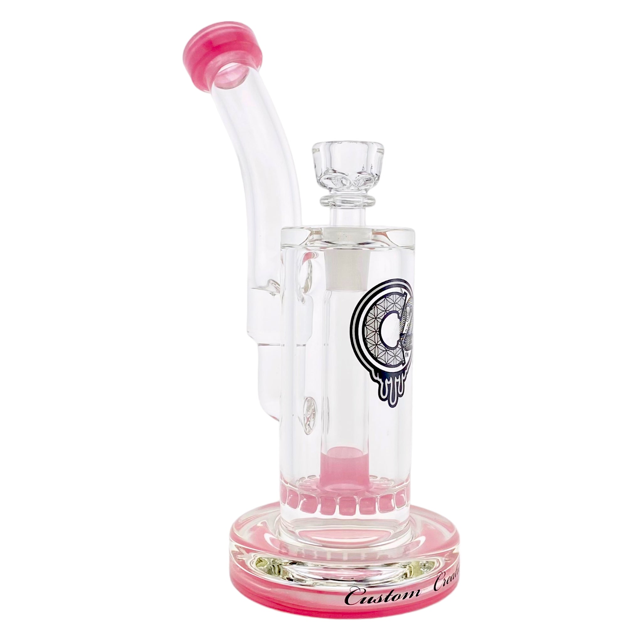 C2 Custom Creations - Custom Pink Bubbler Bong BRB50 Single Ratchet Perc