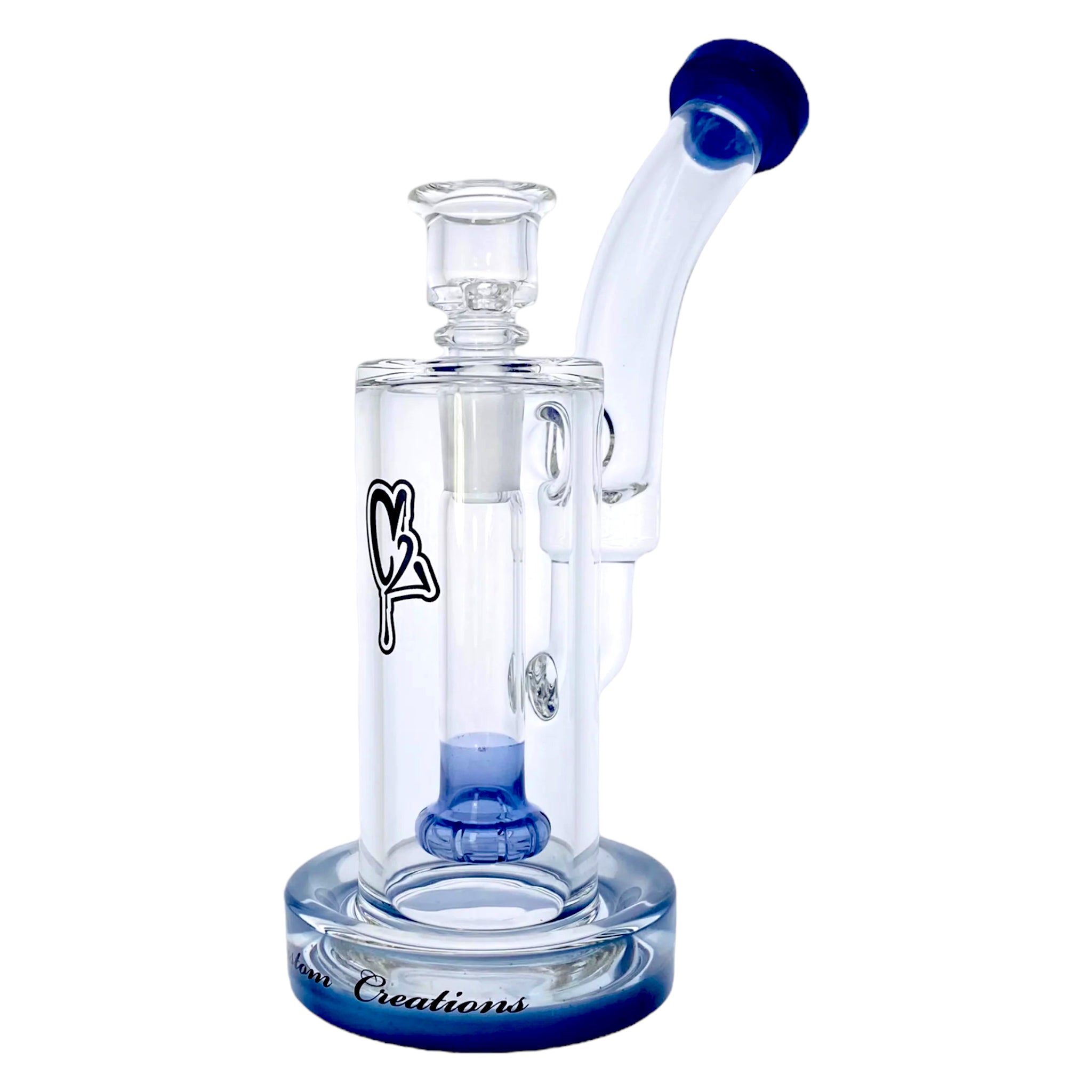 C2 Custom Creations - Custom Blue Fixed Showerhead Perc Bubbler Bong